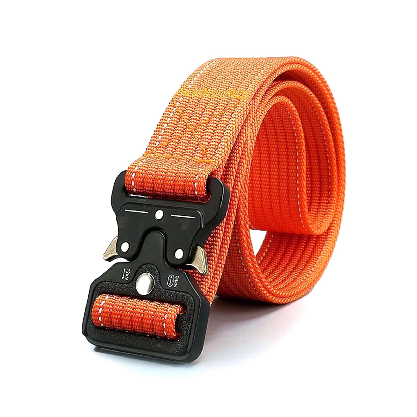Neflum Men's Orange Military Tactical Belt Nylon Knitted Casual Belt 3.8 Cm Width Outdoor Sports Belt Casual Decorative Belt, 110X3.8cm