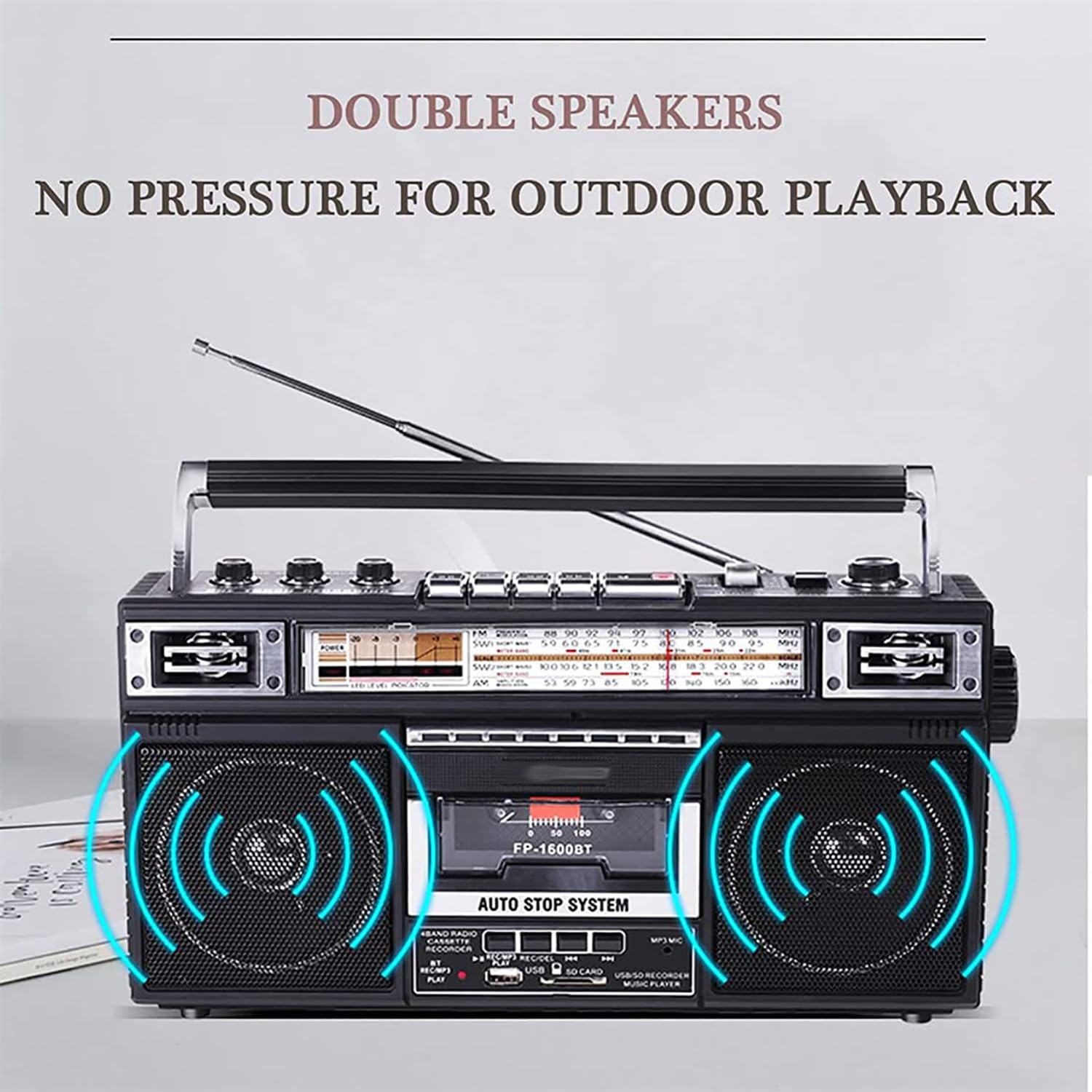 Reproductor de casete Bluetooth portátil, grabadora de casete de radio portátil de conversión de MP3, grabadora de reproductor de cinta de radio AM/FM con función de grabación, radio de 3 bandas