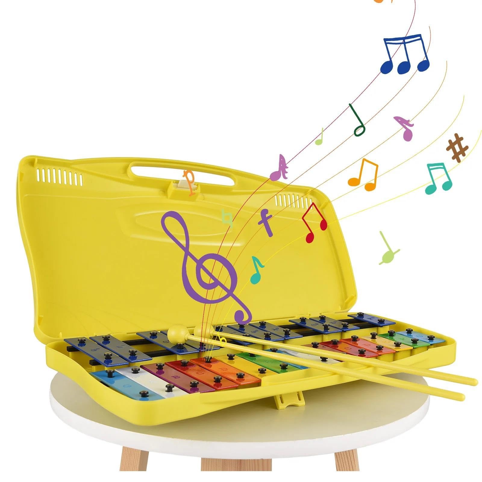 Xilófono Xilófono Glockenspiel De 25 Notas Instrumento De Ritmo Con Teclas Metálicas Coloridas Con 2 Mazos Estuche Portátil Regalo Para Principiantes