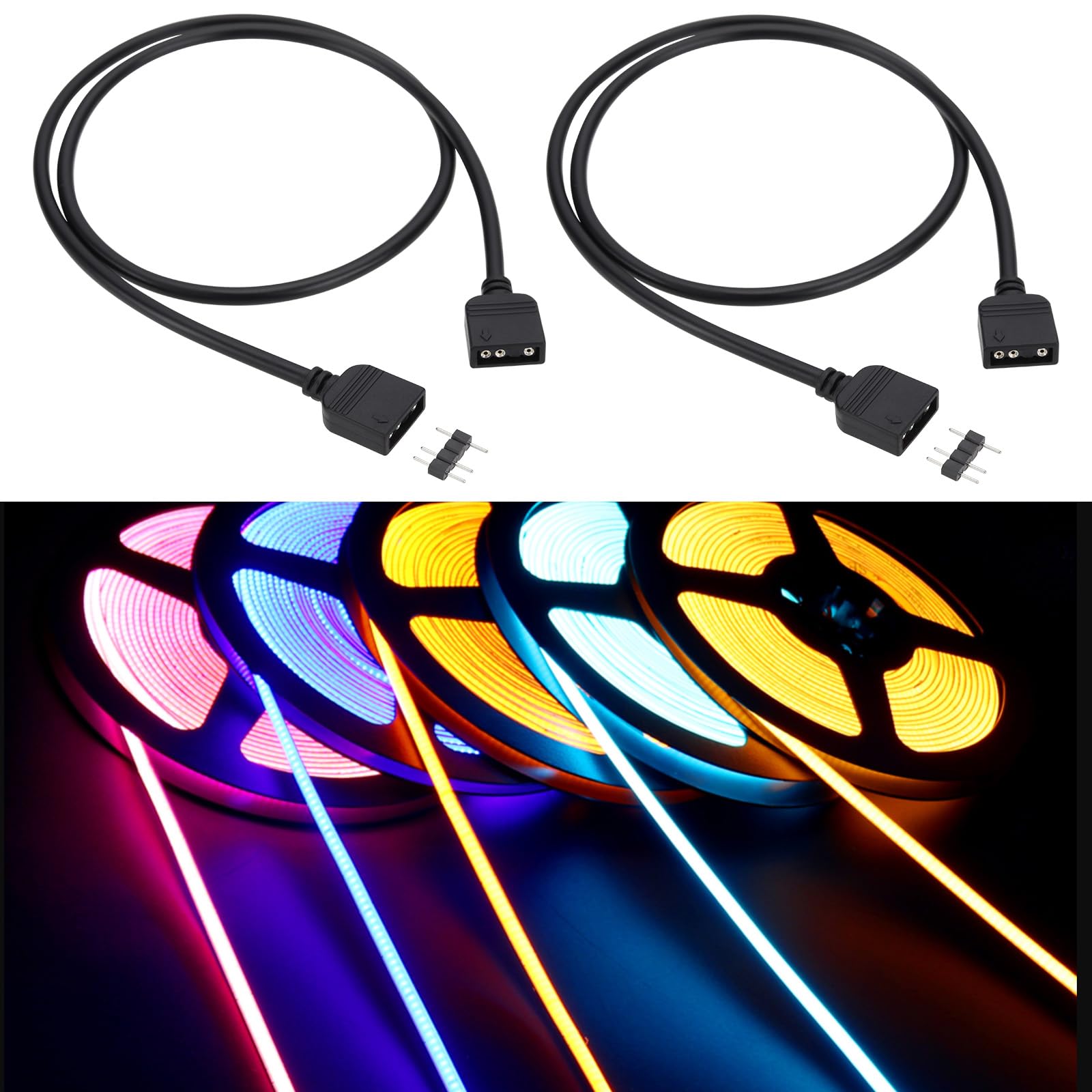 Câbles Shunt RVB Femelle à Femelle 3 Broches 50CM Câble d'extension 5 V Compatible Bandes Lumineuses RVB 5050 3528