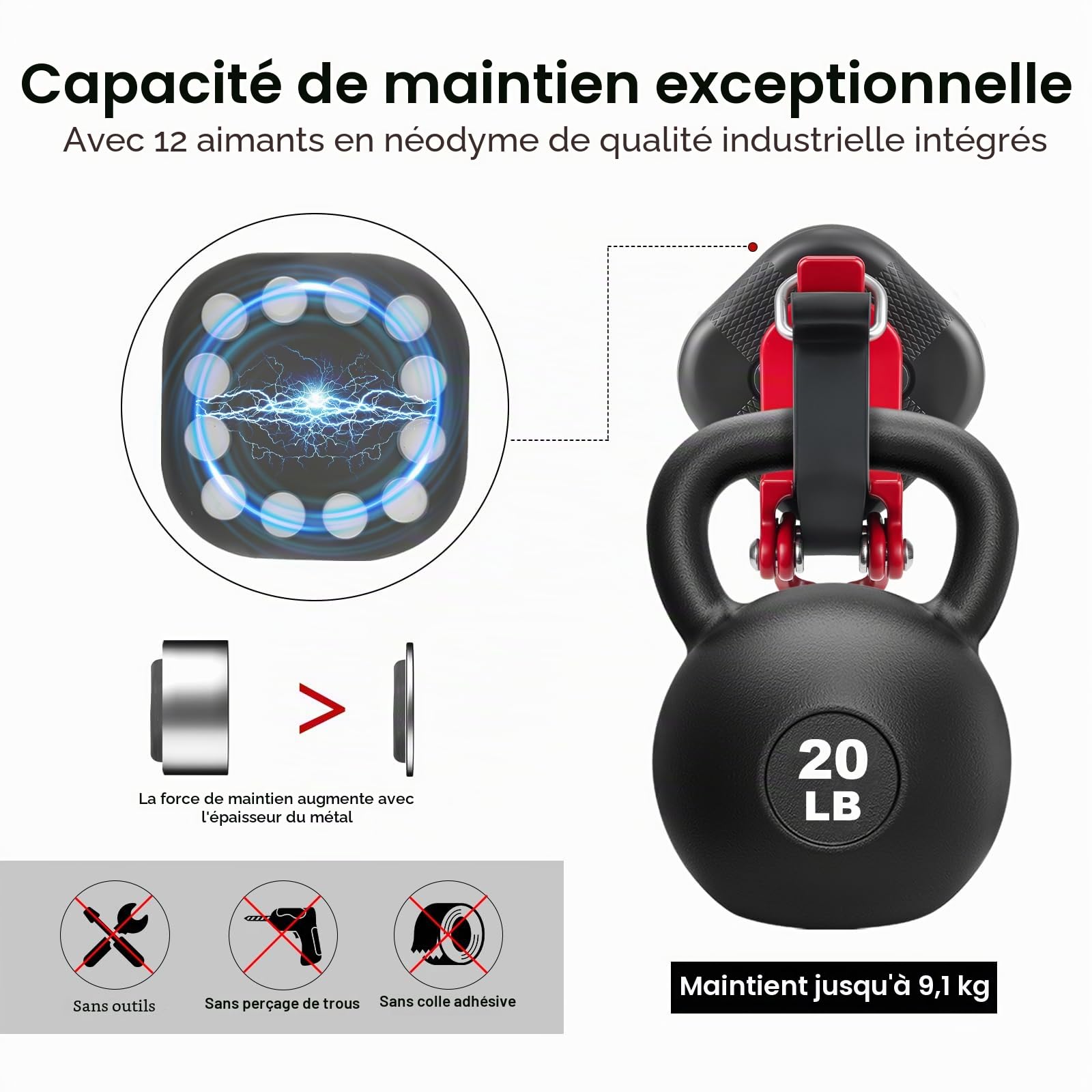 Lot de 2 Porte-outils magnétiques pour camion – Support pelle et hache à fixation rapide, sans perçage, pour galerie de toit, quad, camping-car et remorque