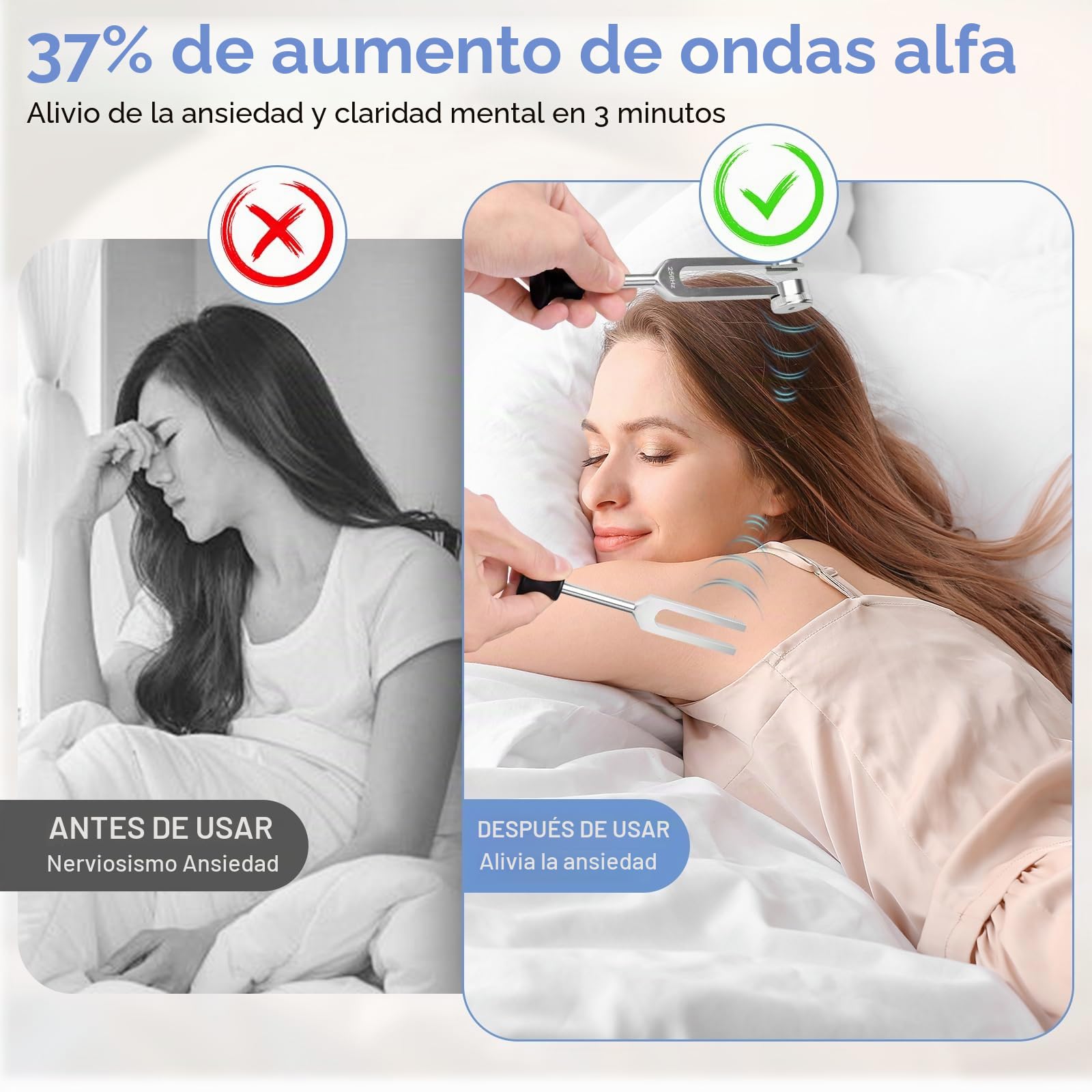 Diapasón, Diapasones Terapéuticos de Aleación de Aluminio(128Hz/256Hz/512Hz/1024Hz) Diapason Musical con Martillo de Silicona y Herramienta de Reparación para Sonido Curación ADN RelajacióN