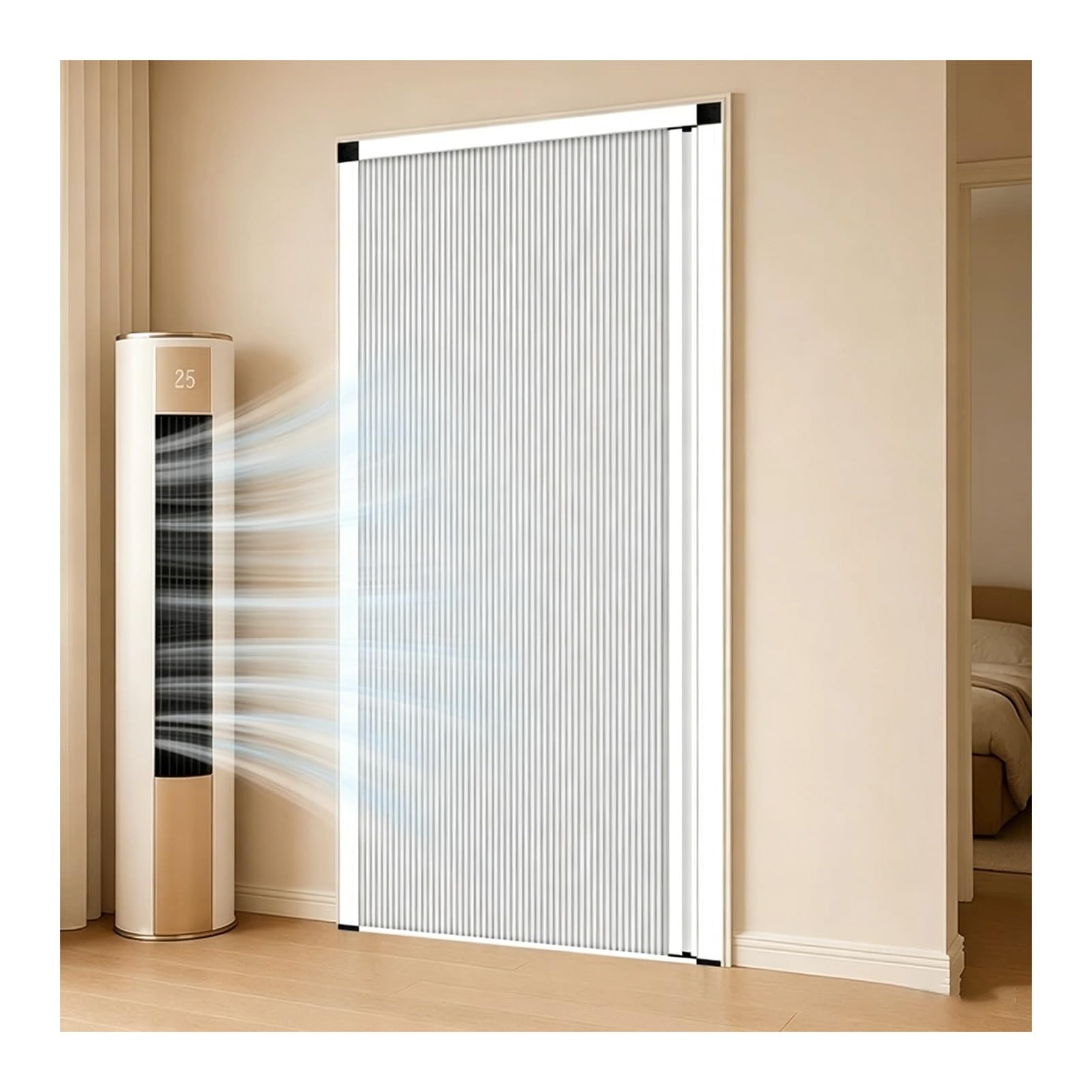 Thermal Insulated Honeycomb Accordion Door, Customizable No Drill Sliding Partition for RV Shower, Closet & Bedroom Space Separation(White,80x210CM)