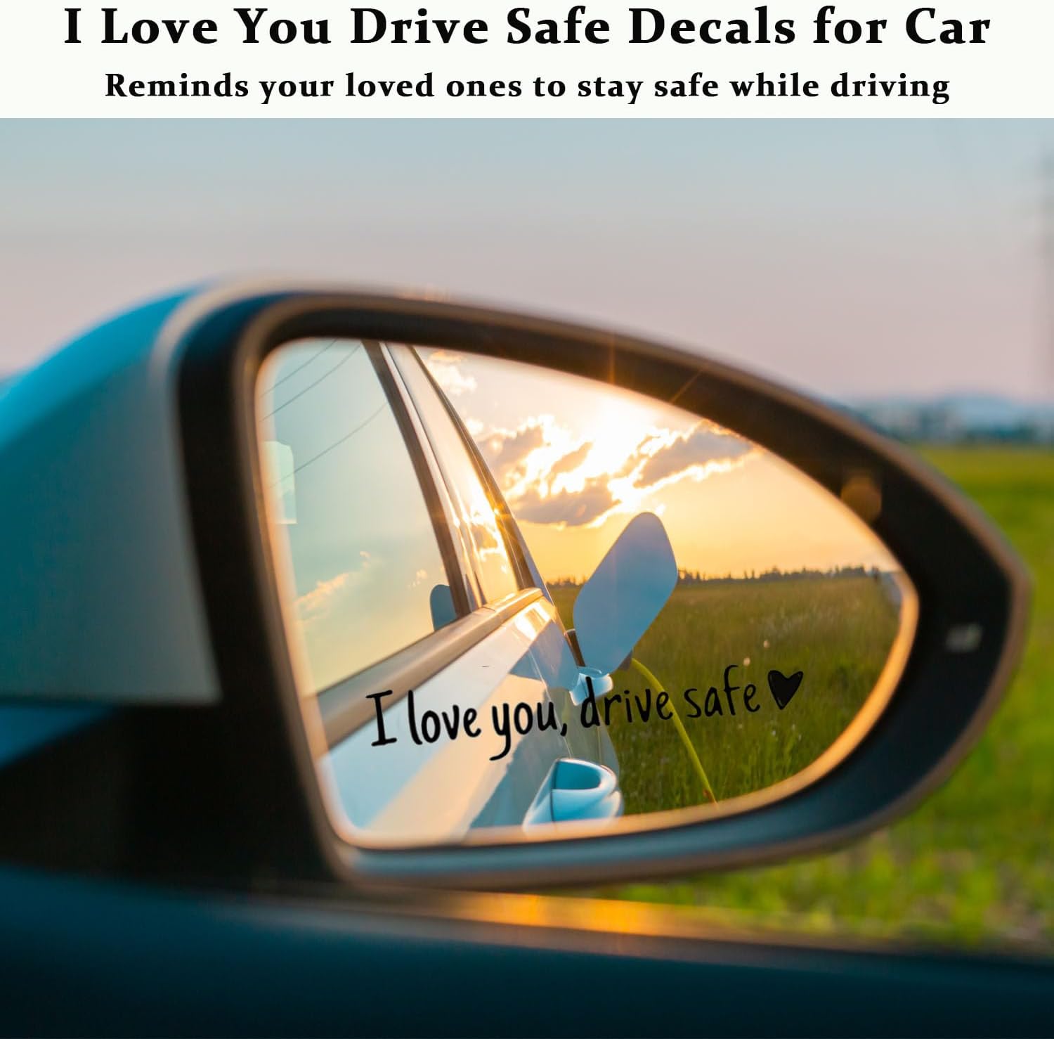 8PCS I Love You Drive Safe Mirror Decal, I Love You Drive Safe Car Rearview Mirror Decal, Car Stickers for Window Safety Reminder (black + white) - Image 6