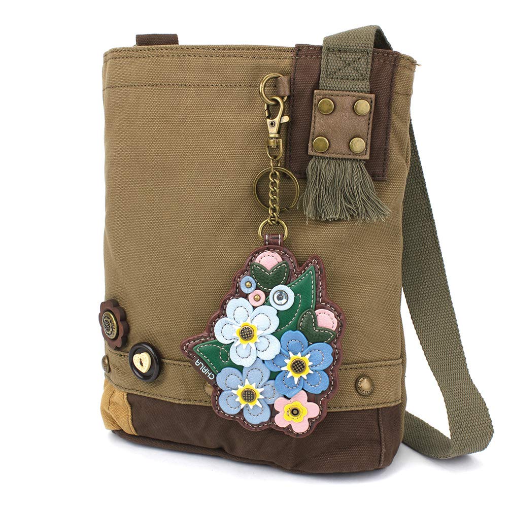 CHALA Patch Cross-Body Women Handbag, Canvas Messenger Bag Olive, Metal Charming Cross - Oliv, Medium — view 89