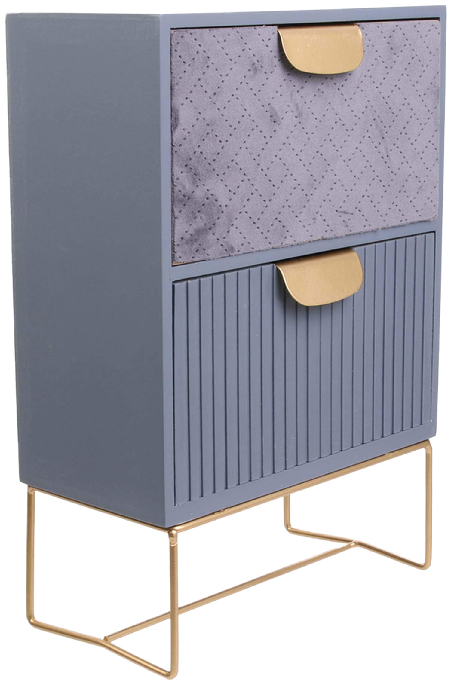 HOME DECO The Factory Grey Velvet Storage with 2 Drawers