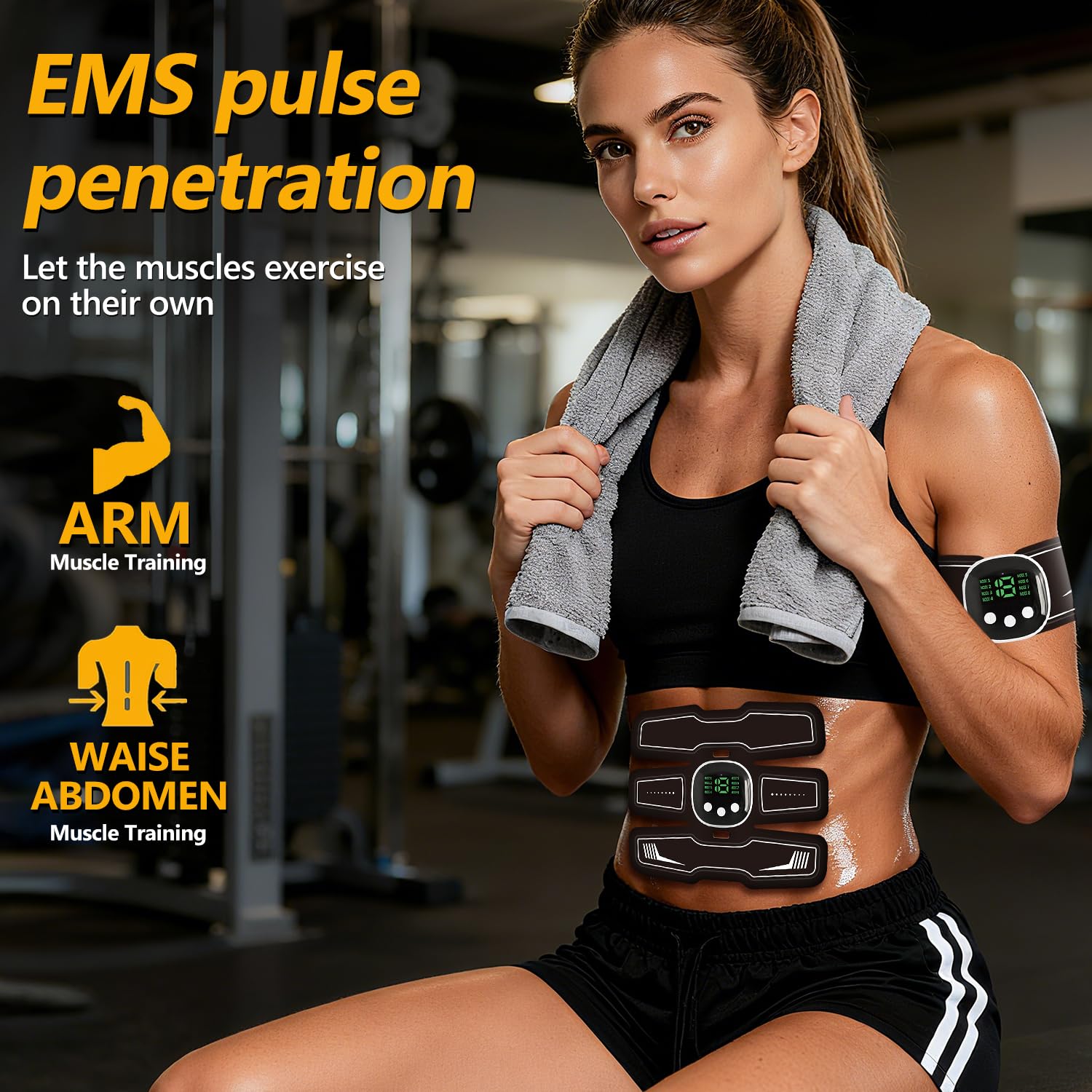 EMS entraîneur abdominal, entraîneur abdominal EMS, entraîneur abdominal 8 modes et 19 intensités pour abdominal, fitness intelligent, stimulation ciblée de la musculature abdominale