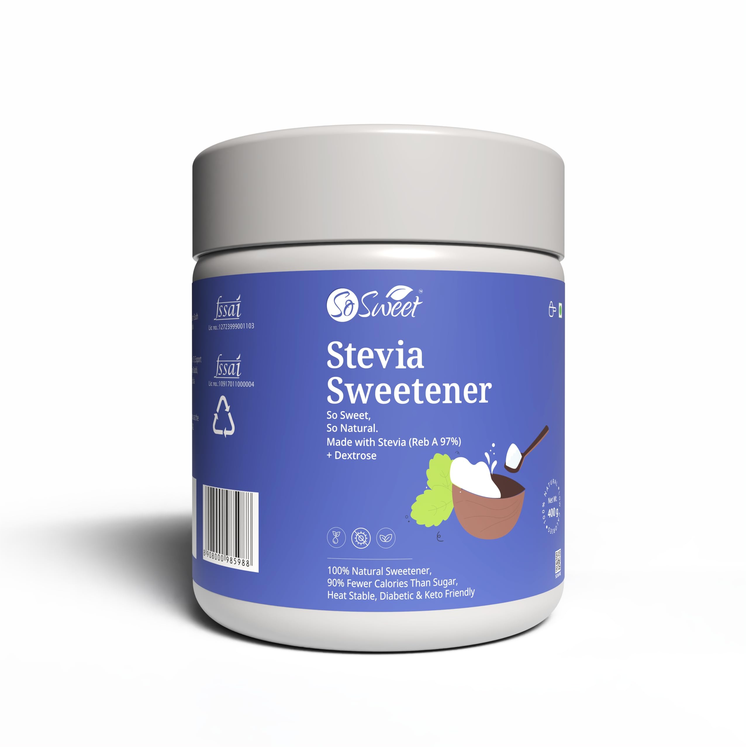 Stevia Sugar Free Natural Sweetener - 400gm, Diabetic Friendly, Perfect for Baking, Cooking, 100% Natural