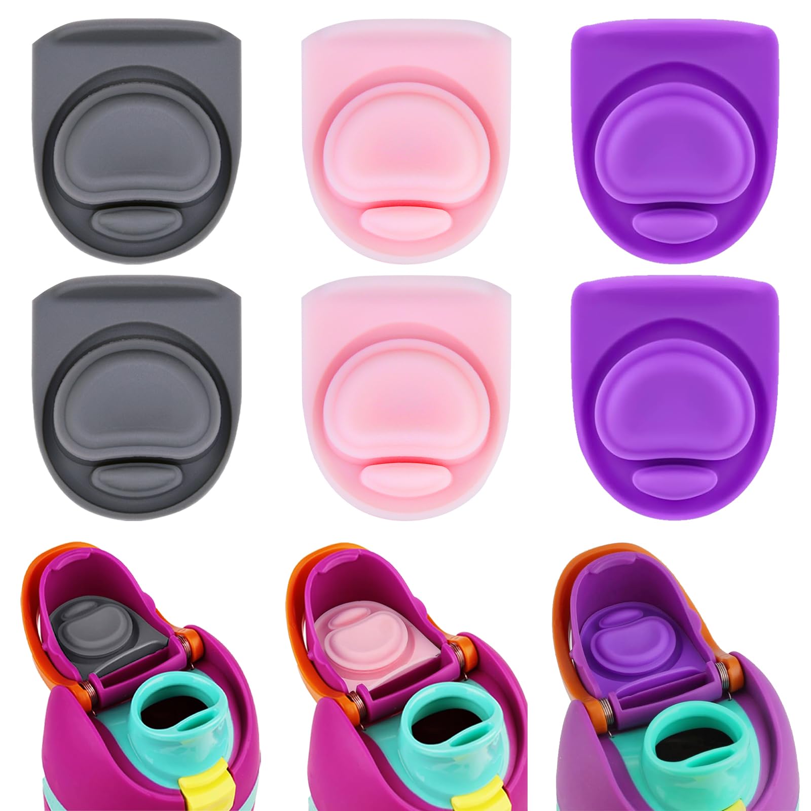 6pcs Replacement Stopper Compatible with Owala FreeSip 24oz 32oz,Water Bottle Top Gasket Lid for Owala 16/19/24/32/40oz Seal Bottle Mouth Parts Silicone Cap Stopper Insert Accessories
