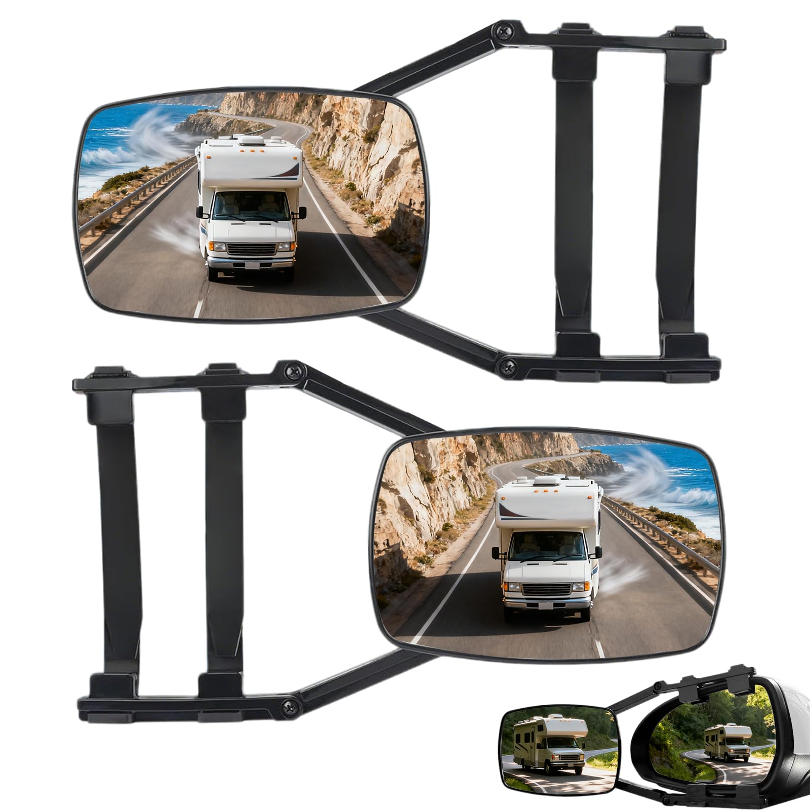 Jeu 2 Rétroviseurs Universels Pour Caravane Et Remorquage, Rétroviseur D'extension Extérieurs Réglable - Compatibles Avec Tous Les Types De Véhicules Courants