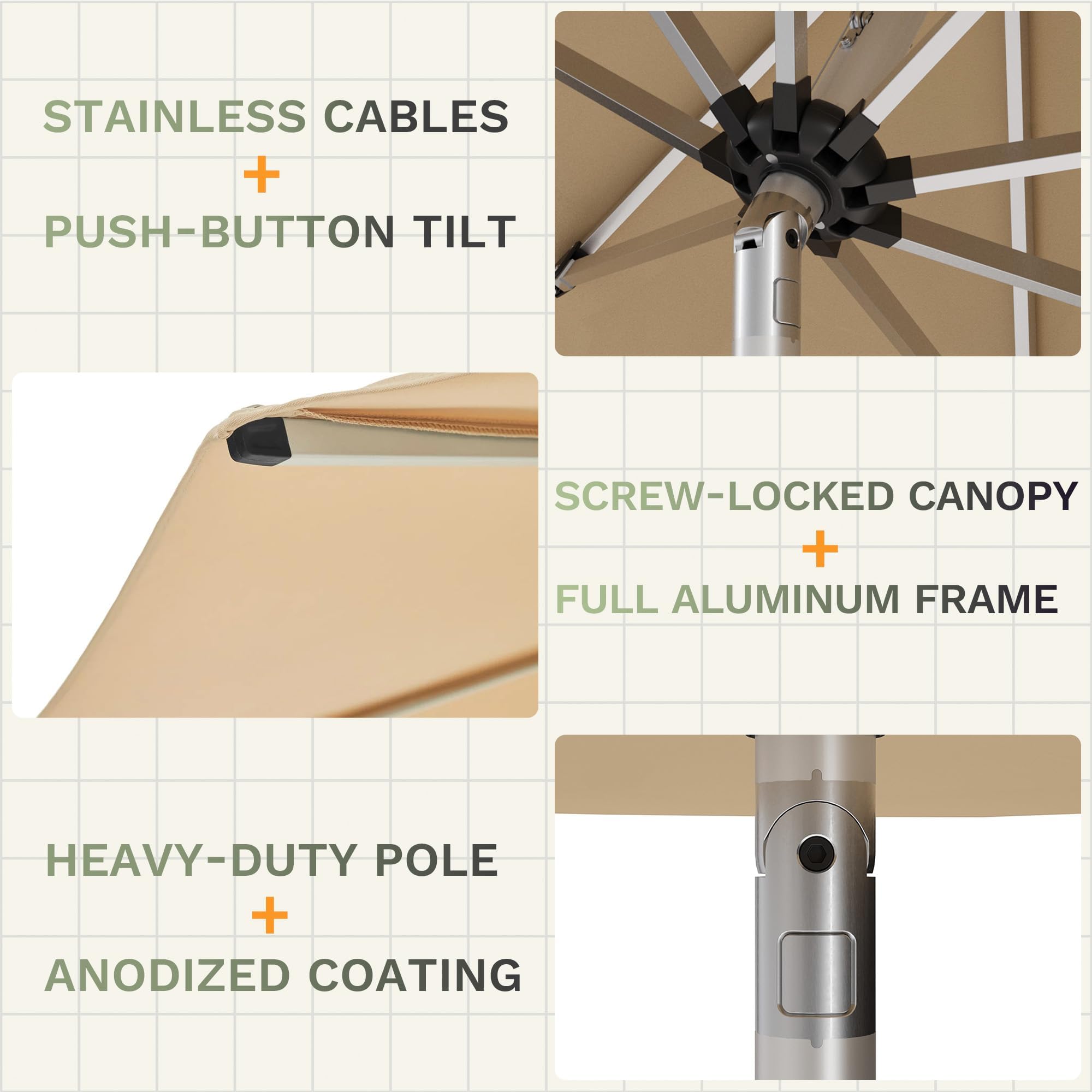 Patiowell Motorized Patio Umbrella, Remote Outdoor Umbrella with Heavy Duty Aluminum Frame, Removable Power Bank and Push Button Tilt for Backyard, Pool, Garden, Beach