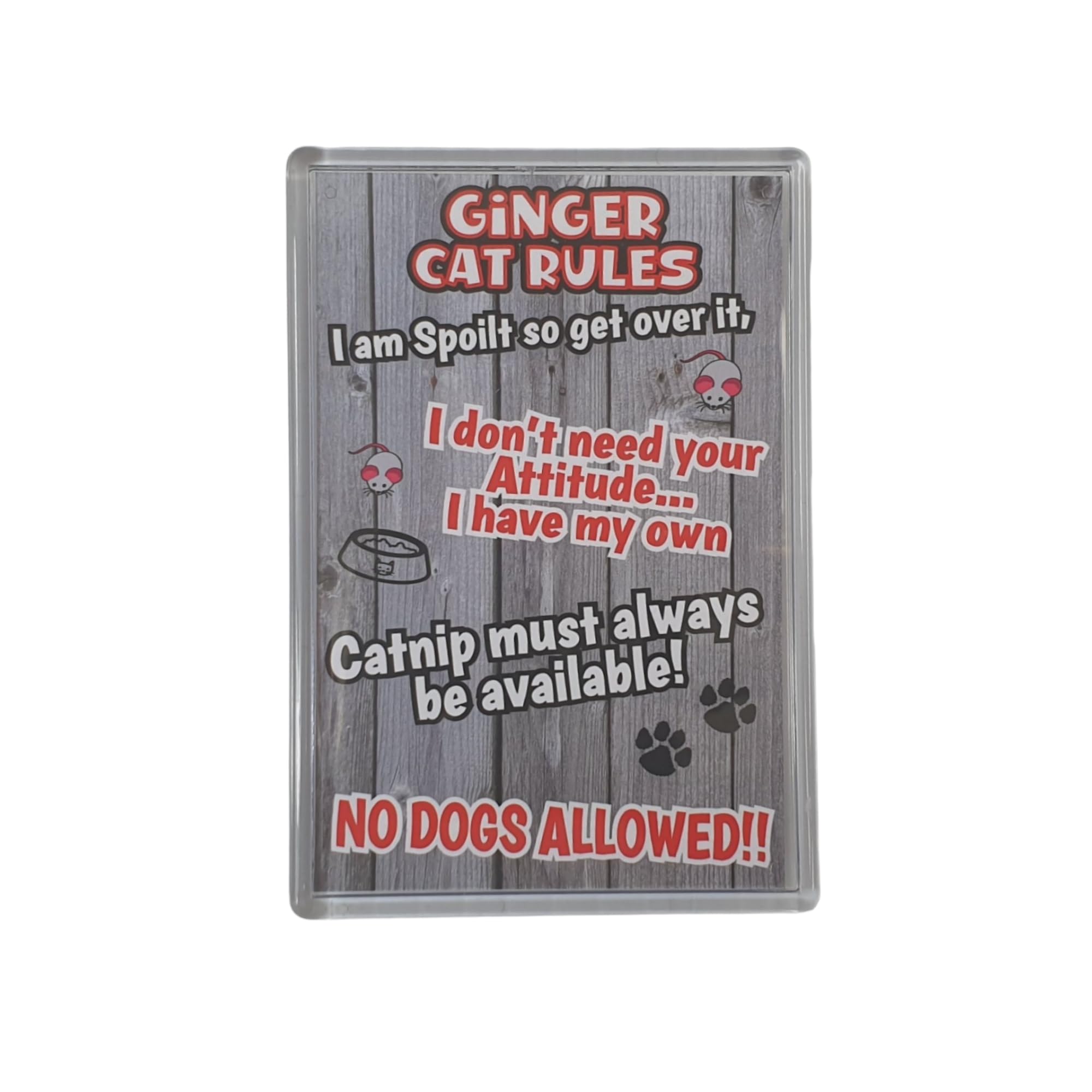 Ginger Cat Fridge Magnet Gift - Cat Rules - I Am Spoilt So Get Over It - Novelty Fun Cute Pet Owner Birthday
