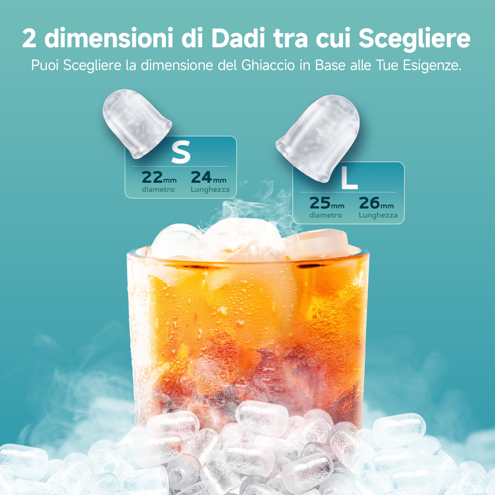 EUHOMY Macchina Ghiaccio Casa: 9 Cubetti in 6 Minuti, Macchina per il Ghiaccio Autopulente, 12KG/24H Macchina del Ghiaccio, 2 Dimensioni di Ghiaccio, con Maniglia/Paletta/Cestello, Nero