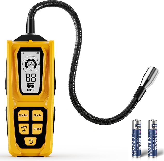 Natural Gas Leak Detector for Home & RV- Handheld Combustible Gas Sniffer, Portable Natural Gas Leak Detector with Flexible Gooseneck, Detects Methane, Propane, Butane and LPG Gas Leaks