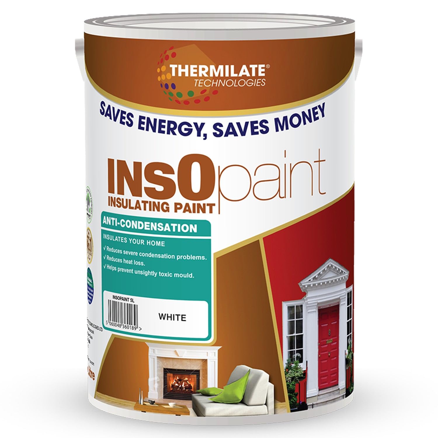 InsOpaint Insulating Anti Condensation Paint - Superior Protection Against Mould & Moisture | Energy Saving Thermal Paint for Walls & Ceilings | Damp Proof Paint - Dove Grey - 5L