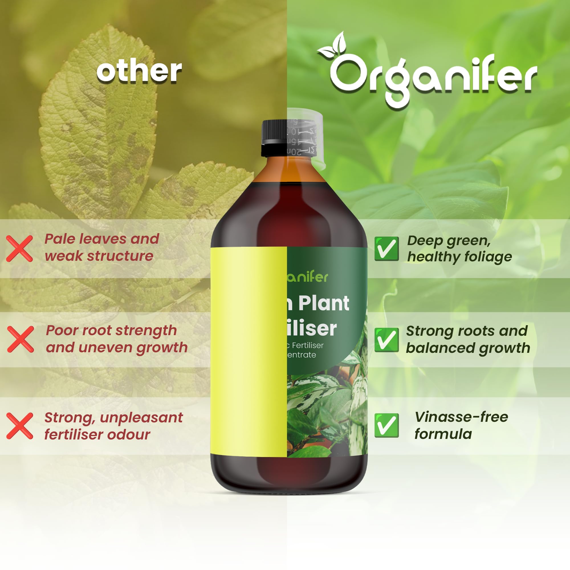 Fertilizante Líquido - 10L - Para Planta Verde - NPK 2-1-8 | Crecimiento Saludable Y Plantas Robustas - Organifer