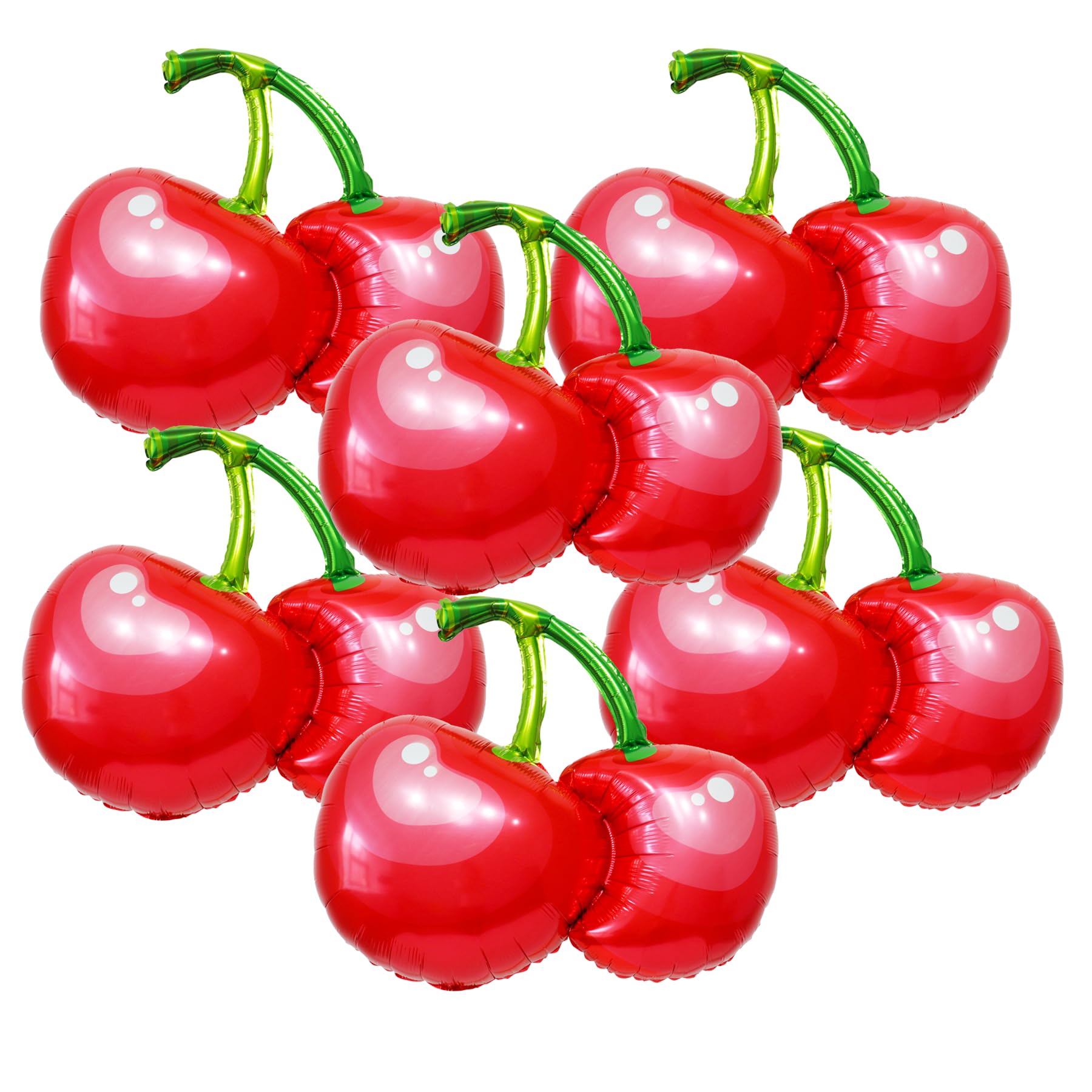 SYNUO 6pcs Red Cherry Balloon Cherry Theme Party Decoration Fruit Balloon Summer Party Supplies, 30inch