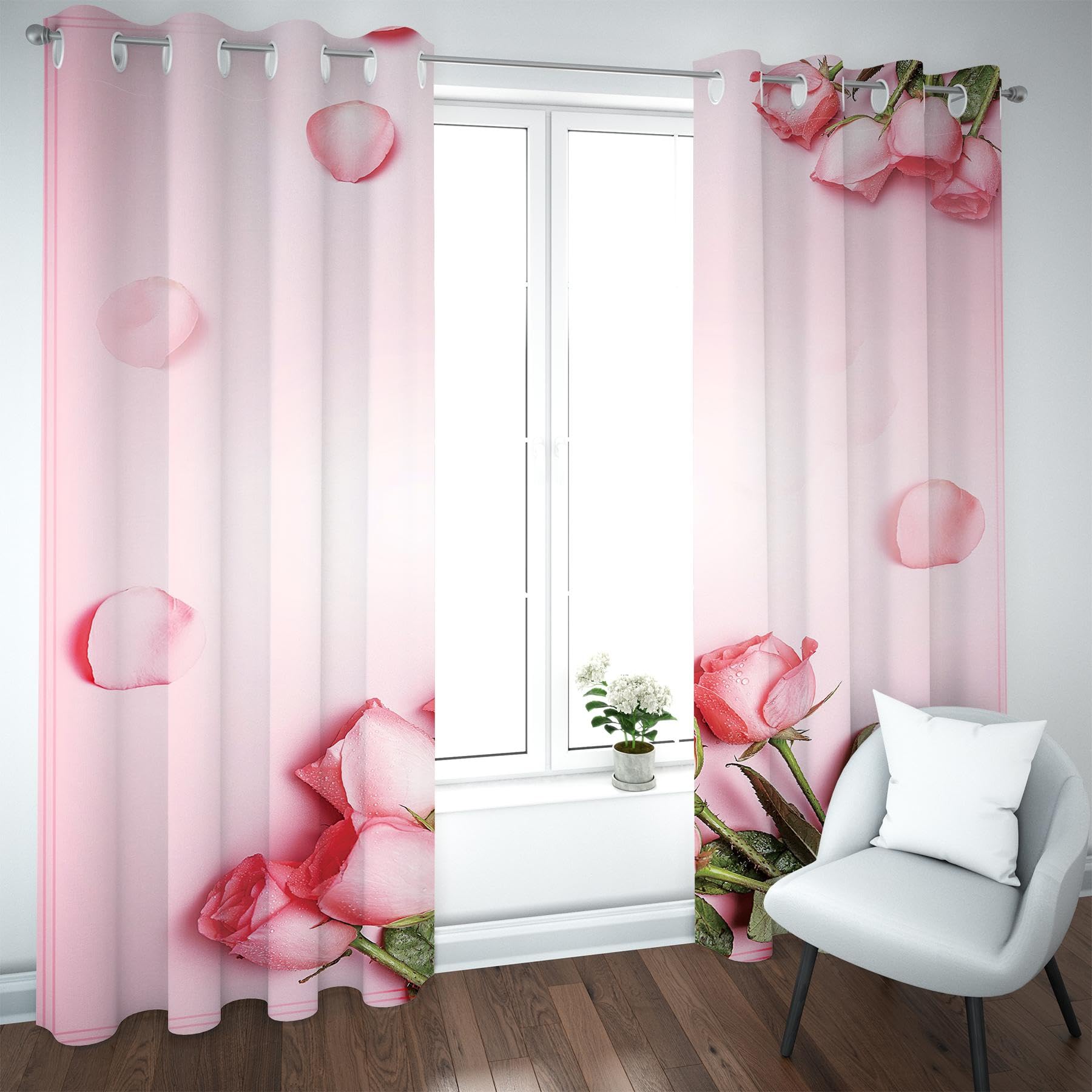 Różowy rumieniec kwiatowe zasłony dziewczęce kwiat róża zasłony zaciemniające zasłony izolacja termiczna do salonu domu zasłona okienna 280 x 250 cm (szer. x wys.) / 140 x 250 cm x 2