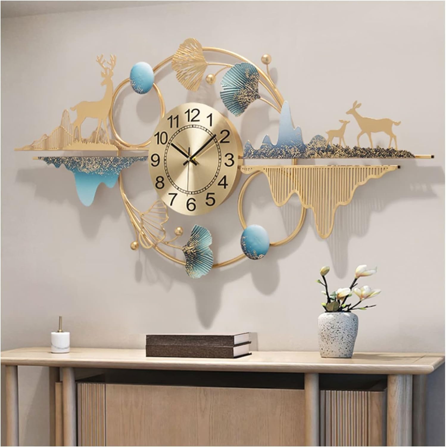 SaryEdge Wall Clock Large Silent Art Wall Clock for Living Room Decor, Non-Ticking Silent Clock for Dining Room Bedroom Home Decorative Wall Decor Clock, 90Cm-90cm-One Size,100cm-O,100cm-One Size