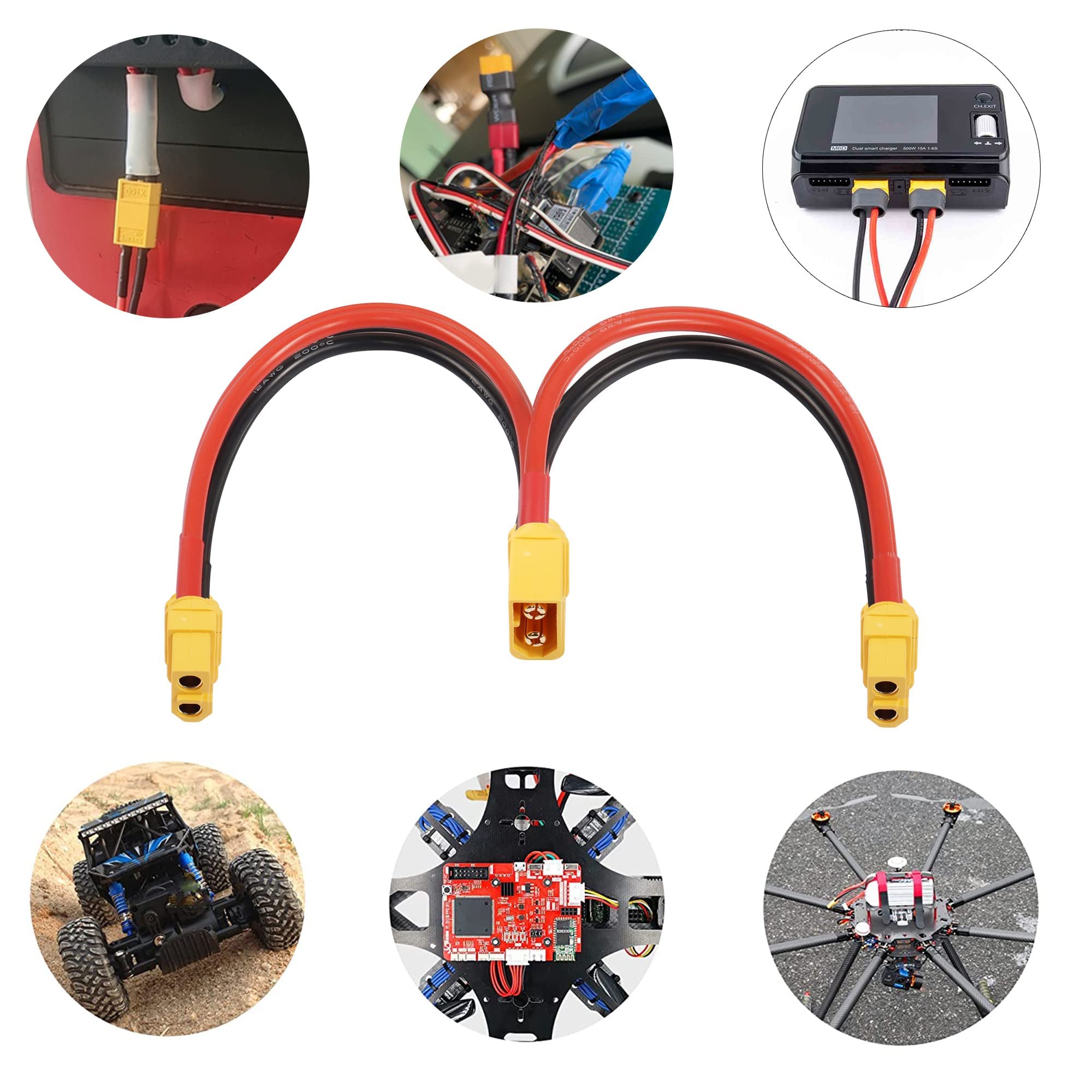 QIANRENON 1 In 2 XT60 Parallel Adapter ESC Splitter XT60 Male To 2 Female Y Shape Connector XT60 1 To 2 Lithium Battery ESC Plug, For Model Airplane RC Car Drone - View #9