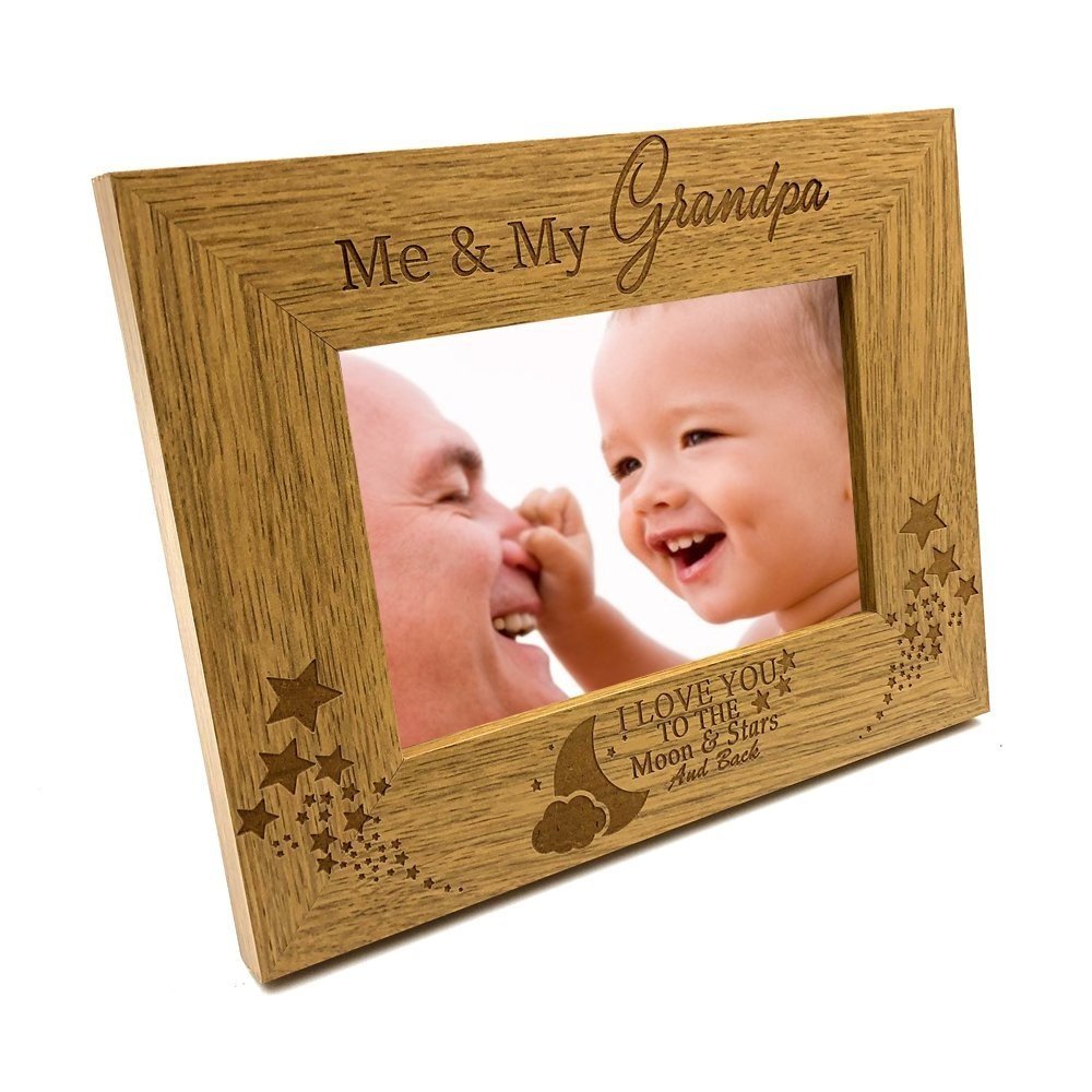 Ukgiftstoreonline Me And My Grandpa Love You To The Moon Photo Frame Gift (5 X 7 Inch)