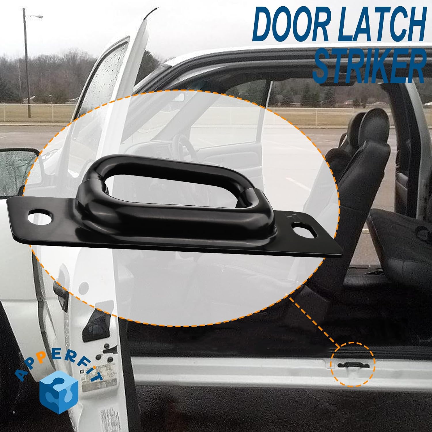 Rear Lower Door Latch Striker Left Driver Side Compatible with 2000-2007 Chevrolet Chevy Silverado/GMC Sierra truck 1500 2500 3500 Extended Cab Door Parts Replaces 15019734