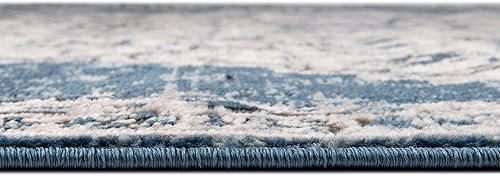 Miniatura 4 de Unique Loom Colección Nyla - Alfombra de área (redonda, 3 pies 3 pulgadas x 3 pies 3 pulgadas, azulmarfil)