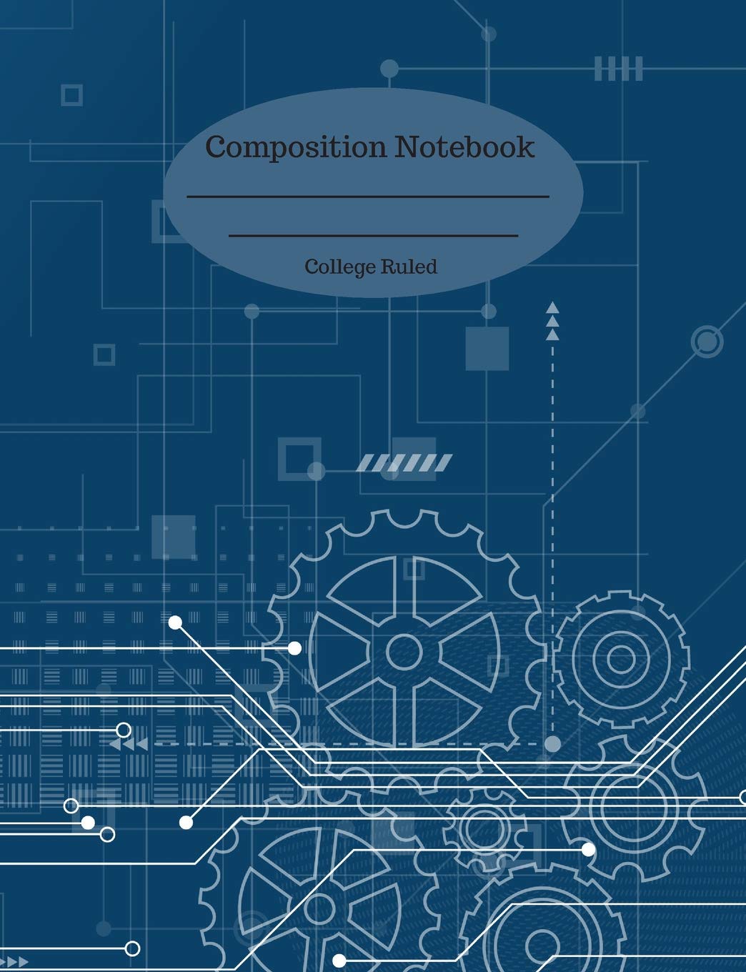 Composition Notebook: College Ruled Journal 110 Pages Digital Blue Technological Cover Design