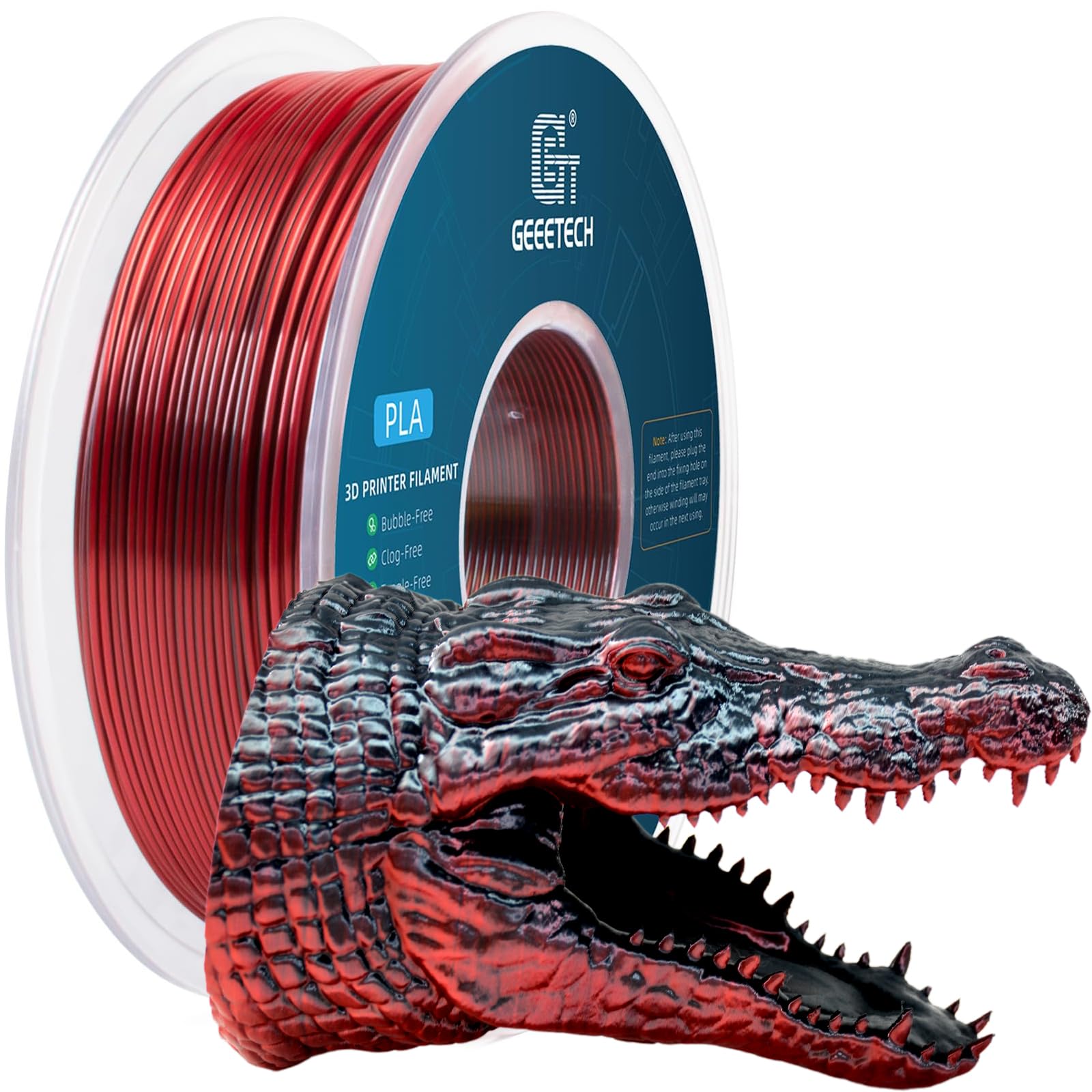 GEEETECH Silk Dual Color Filament 1,75mm,1KG/Spool für 3D Drucker, Silk Schwarz&Rot