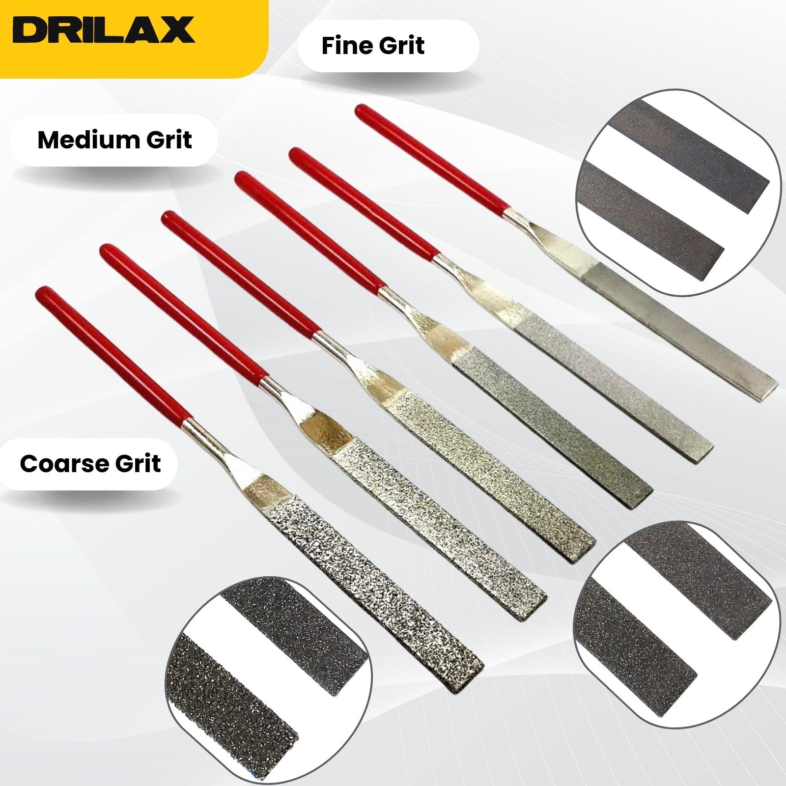 Flat Rework File Set Snapklik.com : Drilax 6-Pc Diamond File Set Flat Hand Files