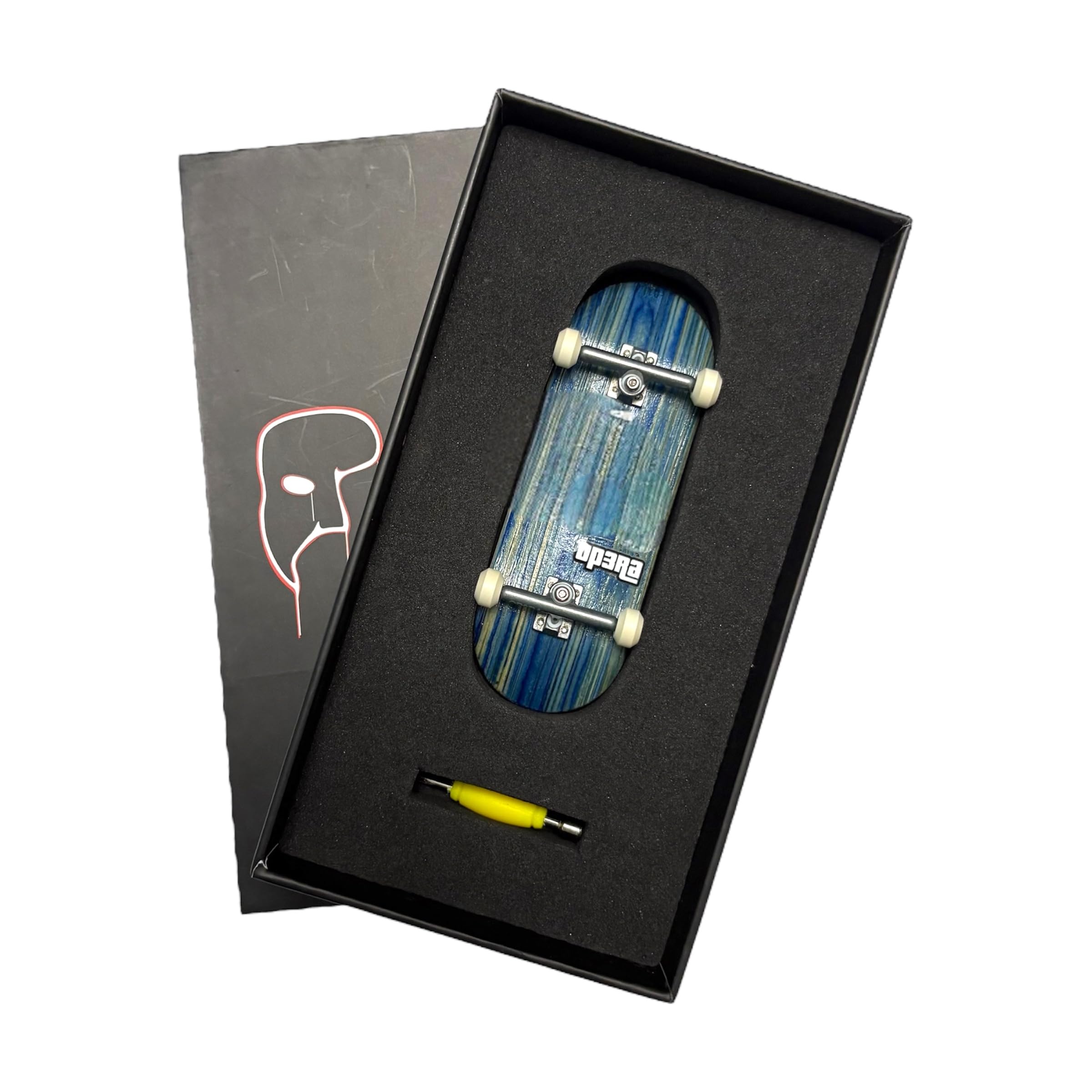 LEEFAI Pro Fingerboard Complete 34x96mm, Pre-Assembled with Bamboo Decks 5Plys, Ceramic Wheels, Opera Engraved Trucks V2