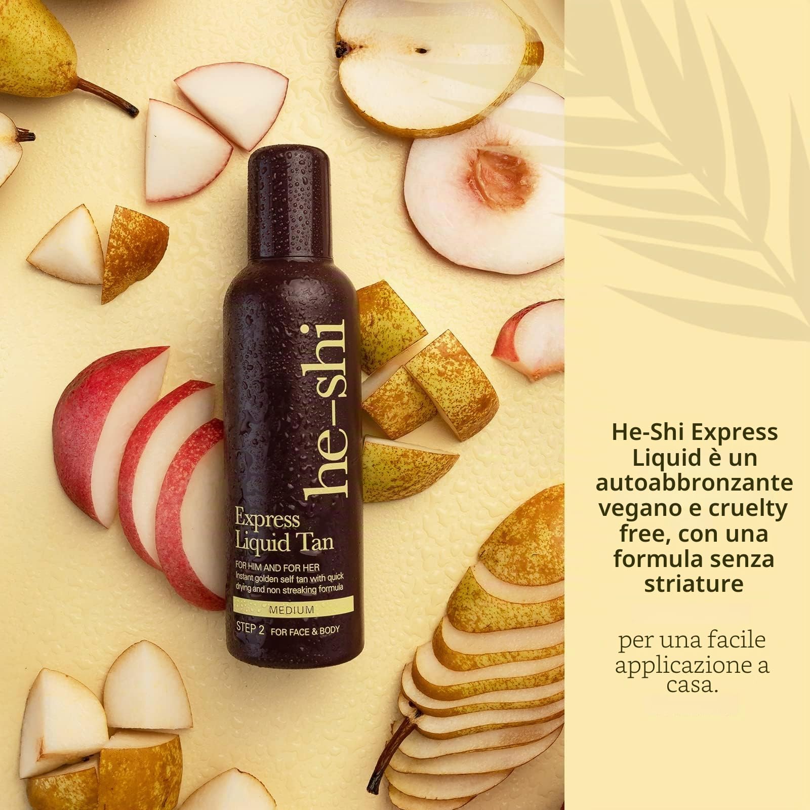 He-Shi Express Liquid abbronzante istantaneo liquido – nessun odore autoabbronzante – formula ad asciugatura rapida e senza aloni – formula naturale vegana con glicerina – autoabbronzante per corpo e