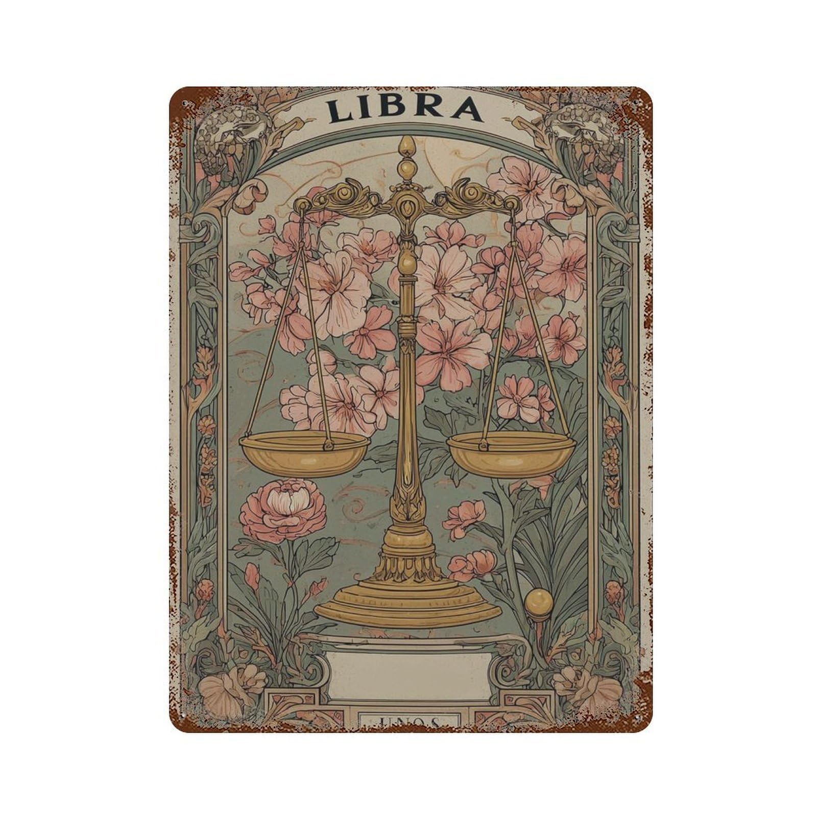 xiaoxiaoshen Libra Zodiac Astrology Horoscope Work Star Sign Celestial Mystical Wall Decor Art Metal Tin Poster Modern Home Decor Art Home Bar Shop Decorations Vintage Sign 40x30cm