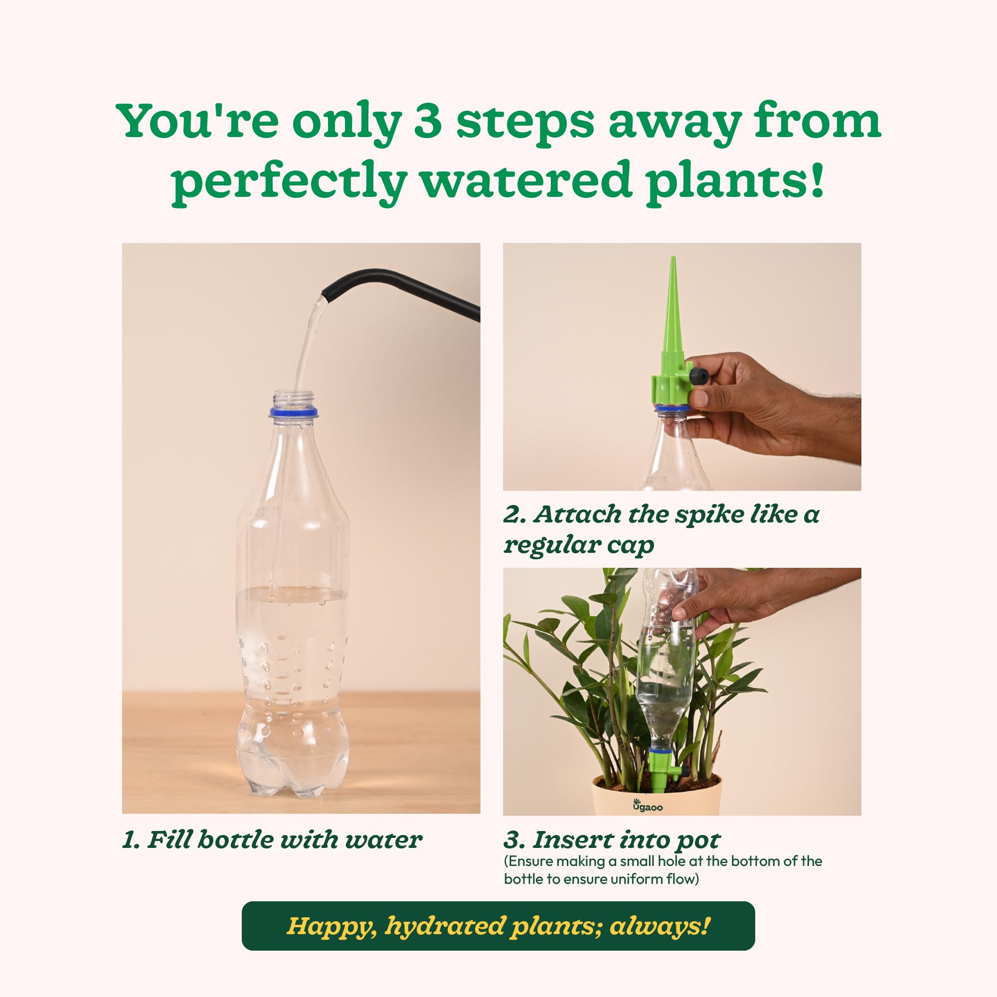 Ugaoo Self Watering Spikes – Pack of 12 | Leakproof One-Piece Design | Auto Irrigation System for Indoor & Outdoor Plants - Image 3 thumbnail