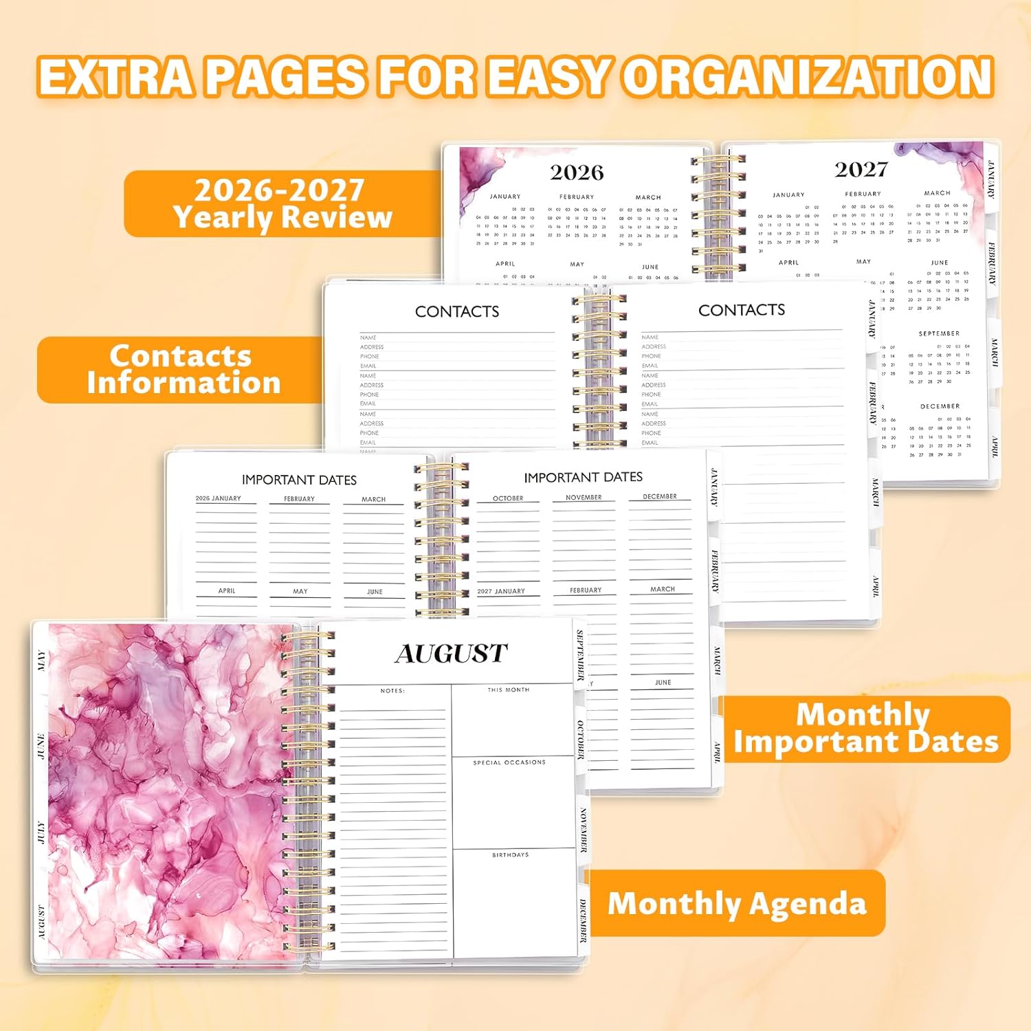 Planner 2026-2027, Large 18 Months Academic Daily Weekly Monthly Planner Yearly Agenda Jan. 2026–June. 2027, 7.9" x 9.8", Page Tabs, Separator Page, Pocket Folder, Bookmark, Stickers, Sticky Note Set
