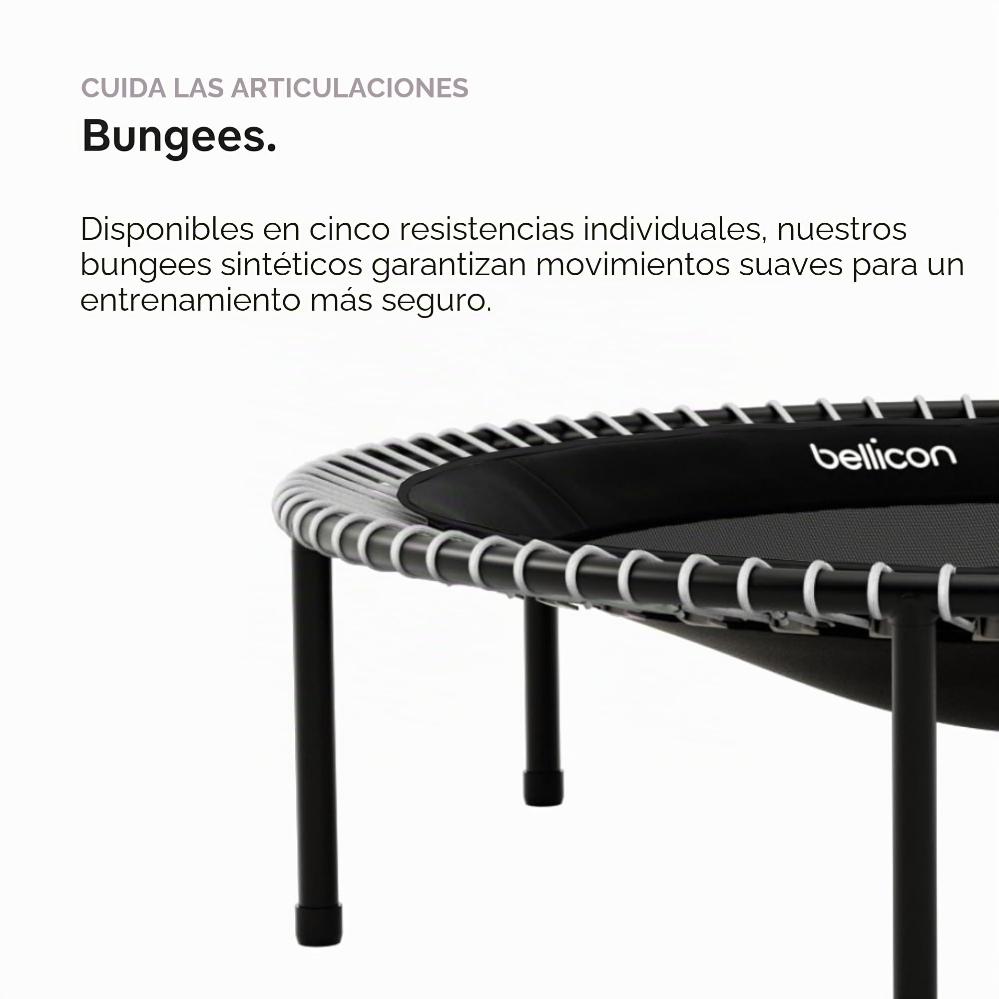bellicon Trampolín Fitness 100-125 cm | Patas de Tornillo Resistentes y suspensión de Anillo de Cuerda de hasta 150 kg (Extra Fuerte) | Marco de 3 Piezas | Fabricado en Alemania