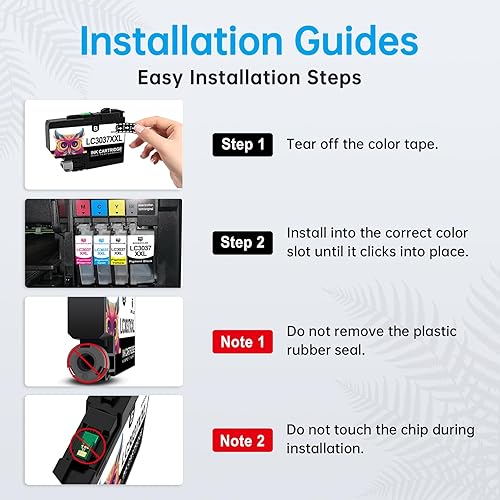 Miniatura 6 de LC3037 - Cartuchos de tinta de gran rendimiento (paquete de 4, BKCMY) - Compatible con Brother LC3037 LC3037XXL LC3039, funciona para impresora