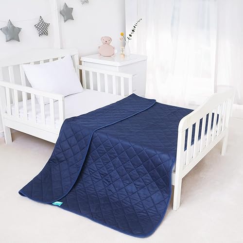 Miniatura 5 de Manta y edredón de cuna para niños pequeños, manta acolchada para niños, 39 x 47 pulgadas, manta suave azul marino para niños y niñas