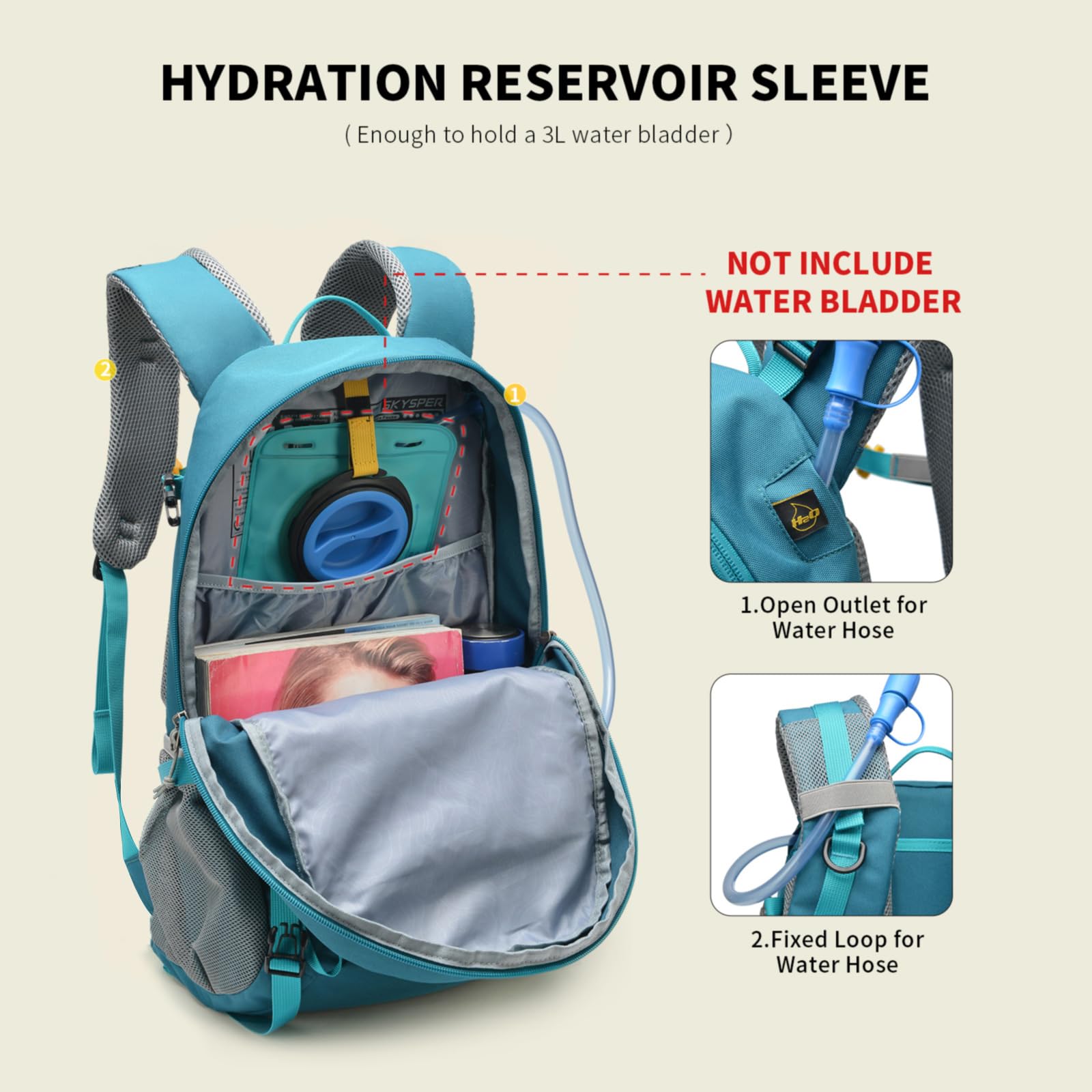 SKYSPER Zaino da Trekking 25L Zaino Escursione | Con Copertura Anti-Pioggia Zainetto per Montagna Trekking Viaggio