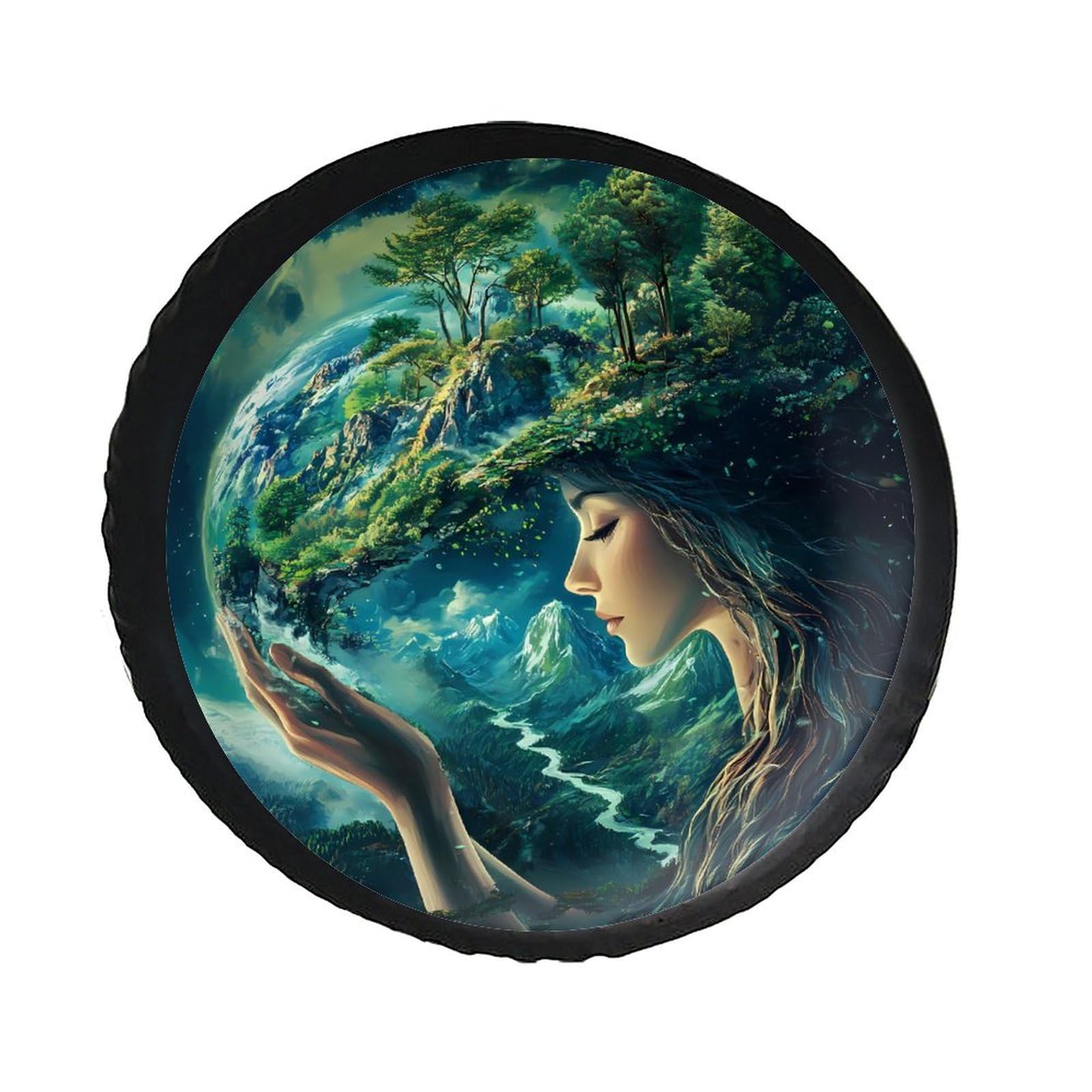 Gaia Earth Goddess Greek Mythology Spare Tire Cover Leather Waterproof Wheel Protectors Universal Car Accessories 34inch