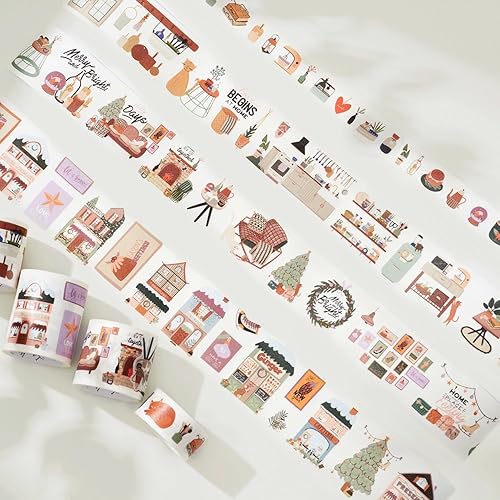 Miniatura 9 de WT Home Sweet Home - Juego de calcomanías de cinta washi, 4 rollos, diseños originales, calcomanías decorativas acogedoras para el hogar,