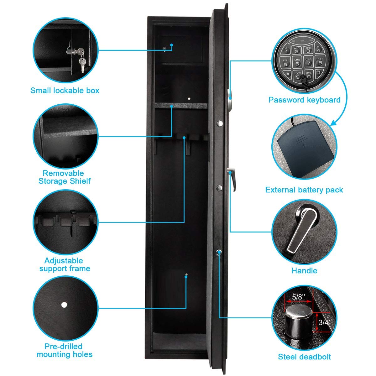 Langger Gun Safe for Rifle, Upgraded Quick Access 56 Gun Large Rifle