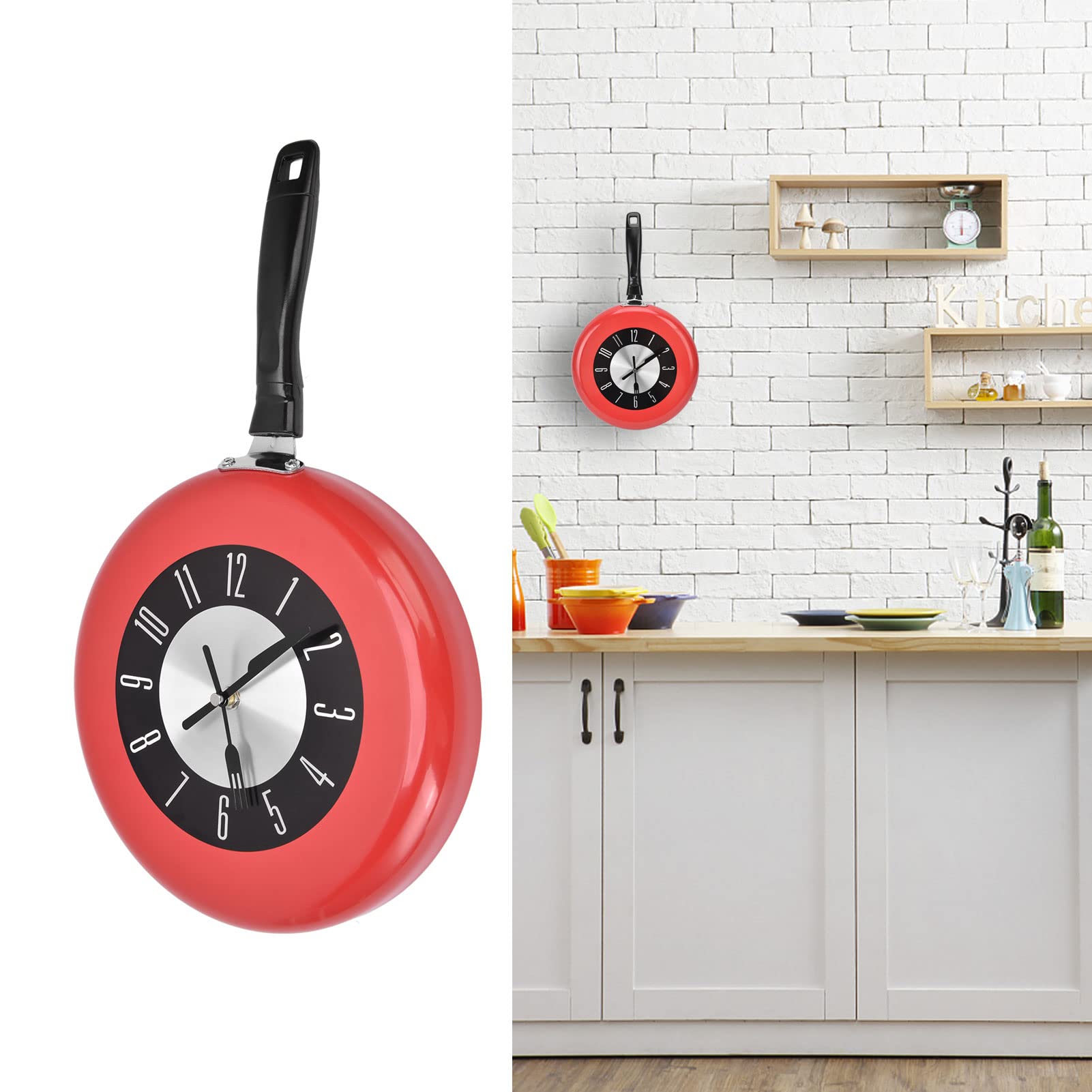 Reloj de Pared de Sartén, Reloj de Cocina de Aspecto Bonito Y Fresco, Relojes Colgantes Decorativos para Bares de Comedor