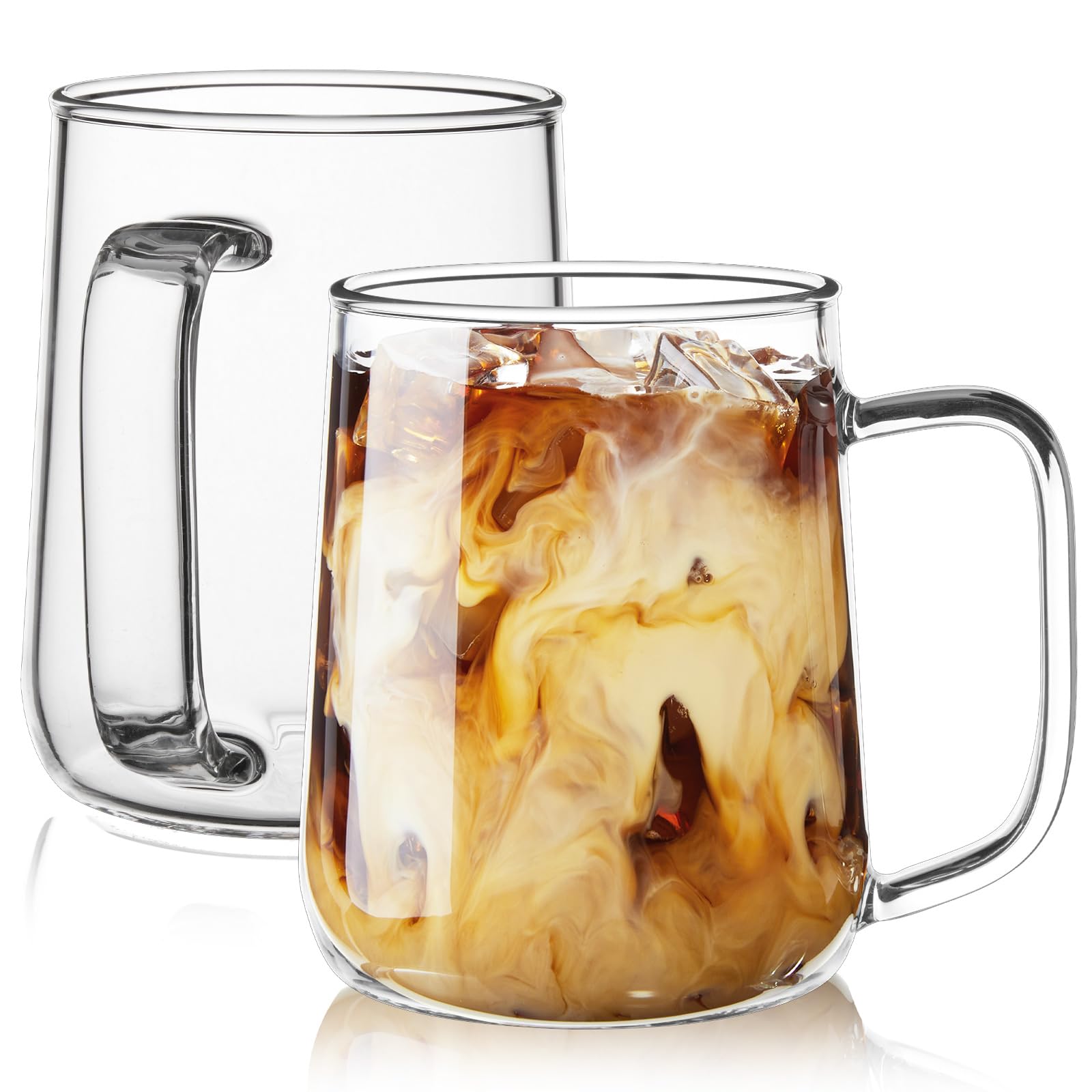 ZMZKKLL Glass Coffee Mugs Set of 2