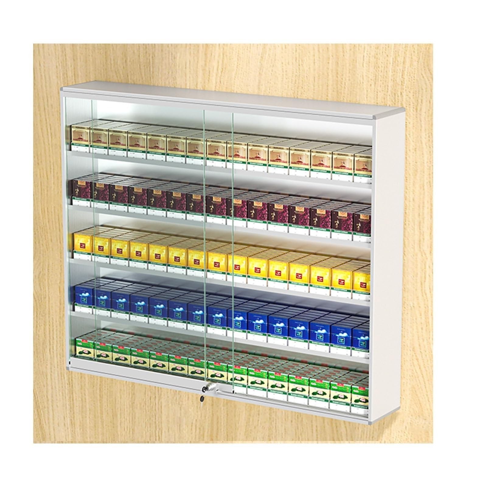 Présentoir À Cigarettes Avec Porte En Verre Et Serrure, Verre De Boîte D'affichage Transparent Support De Bureau Ou Boîtier Mural Pour Supermarché Magasin De Détail Comptoir D'un Grand Magasin (Color