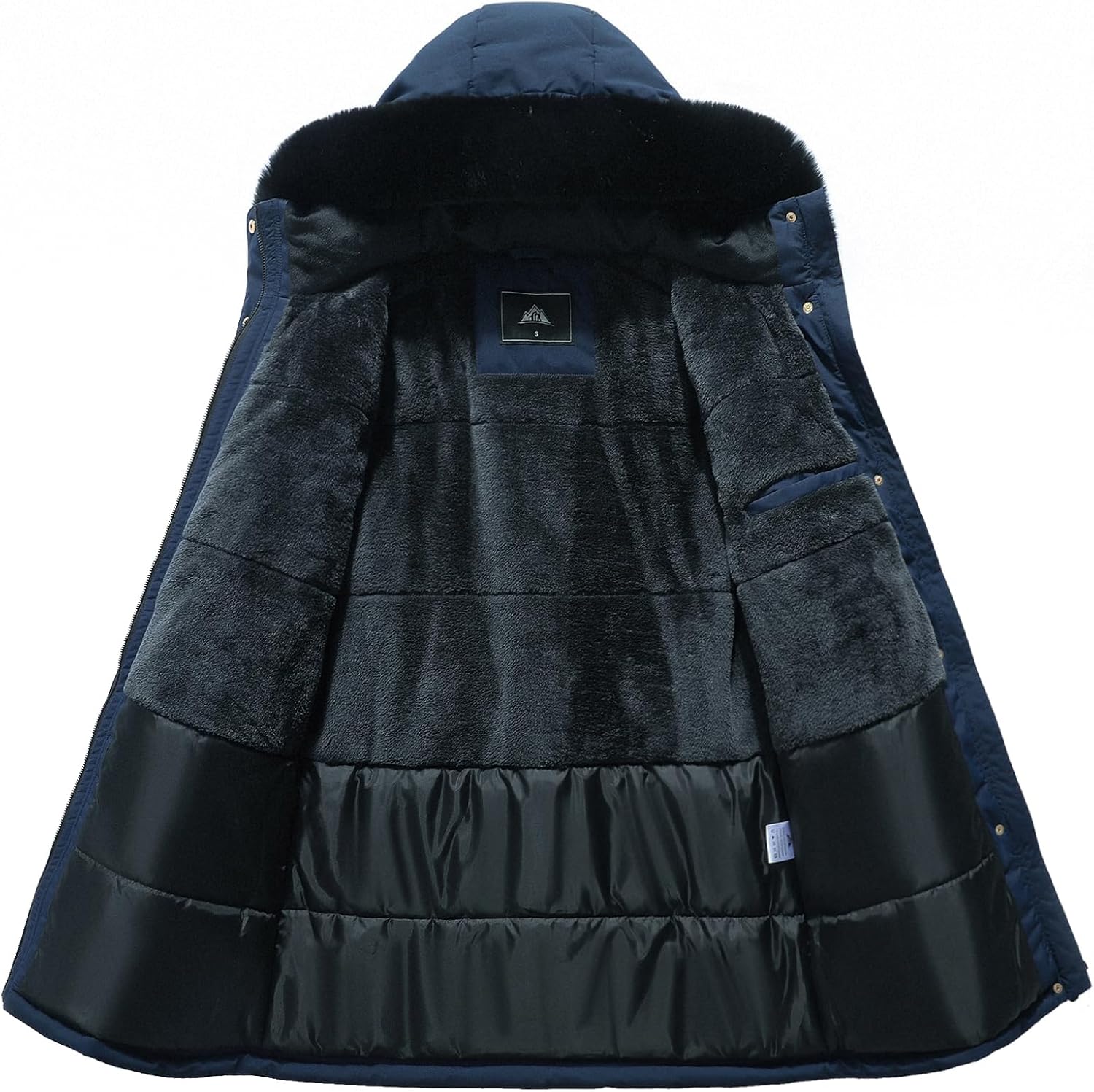 MOERDENG Women’s Long Winter Down Coat Thicken Fleece Lined Parka Warm Puffer Jacket With Faux Fur Detachable Hood