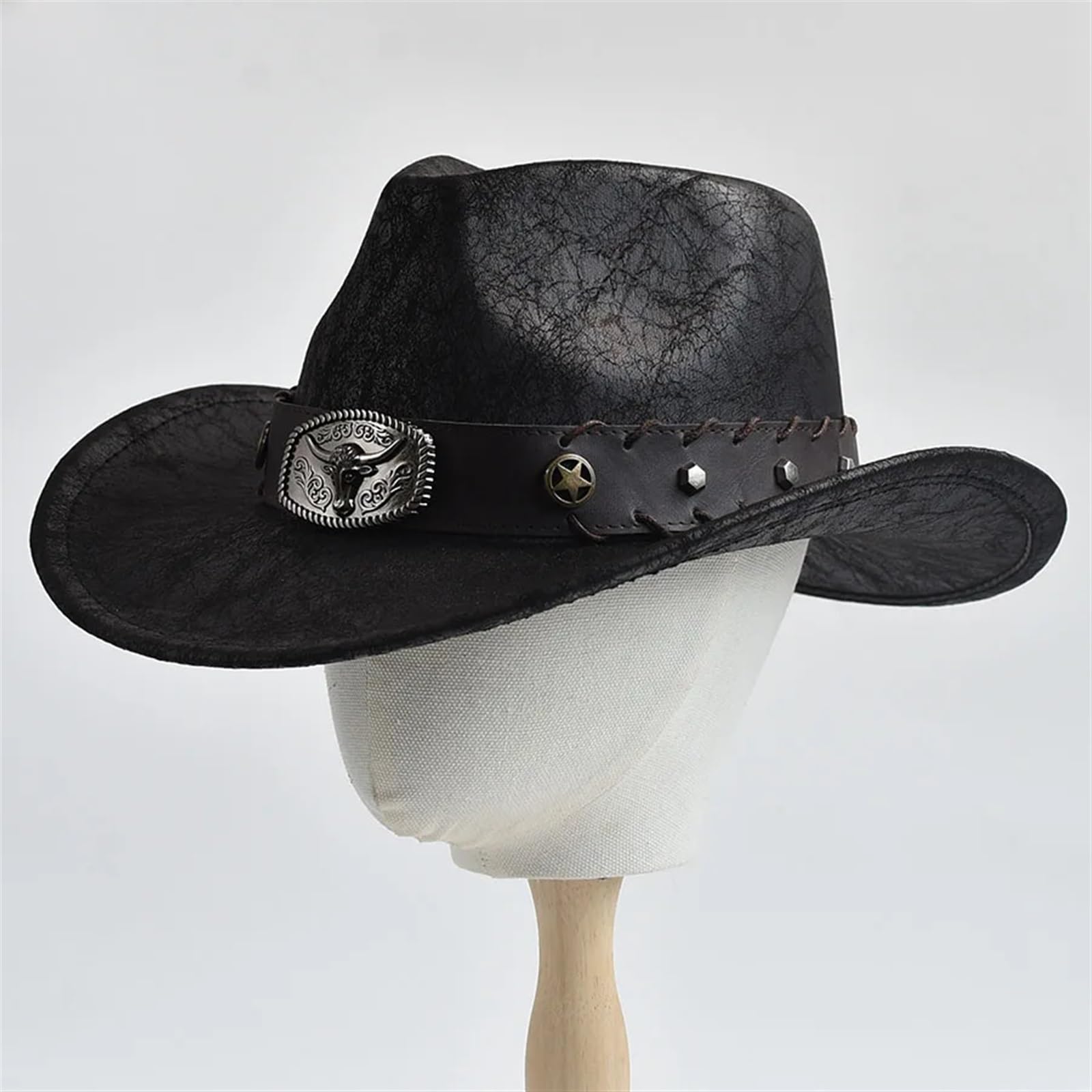 Cappello Cowboy Uomo Cappello da Cowboy Occidentale for Uomo Donna in Ecopelle Vintage Gentiluomo Cowgirl Costume Cappelli Jazz