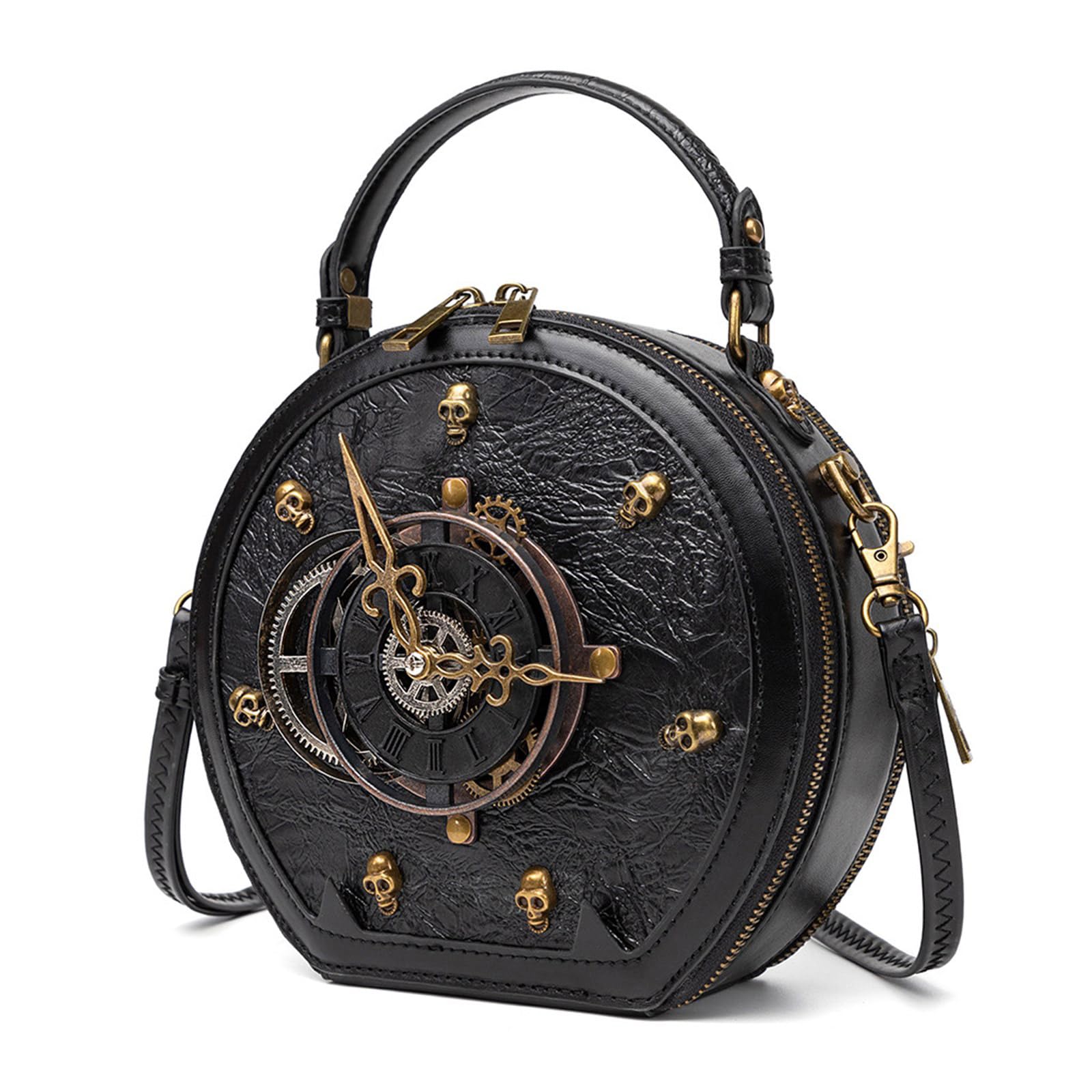 Borsa a tracolla retrò per le donne borsa dell'orologio in pelle PU spalla borsa alla moda elegante messaggeri donna steampunk spalla in pelle PU Crossbody orologio retrò