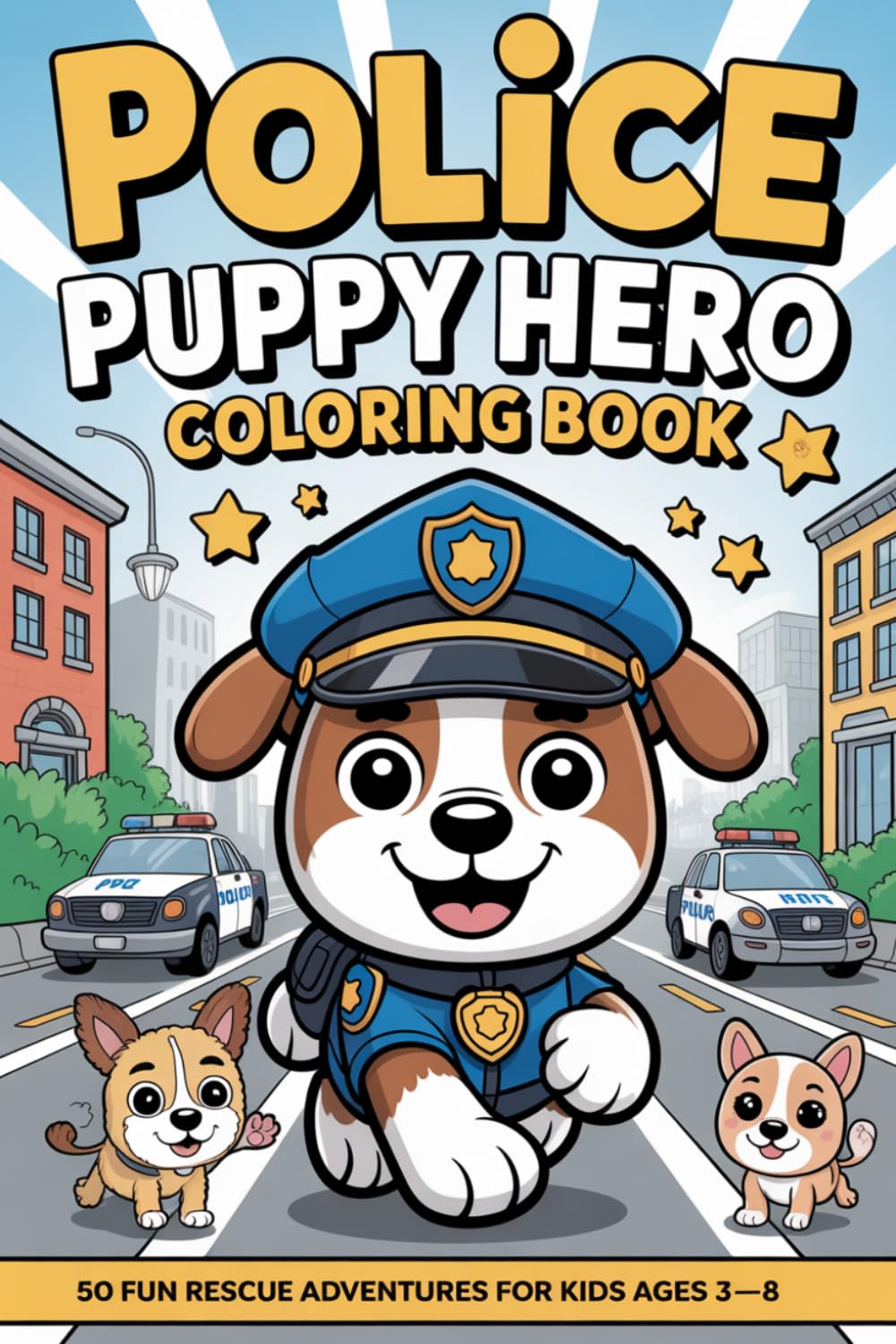 Police Puppy Hero Coloring Book for Kids Ages 3–8: 50 Fun Rescue Adventures with a Brave and Cute Puppy Hero