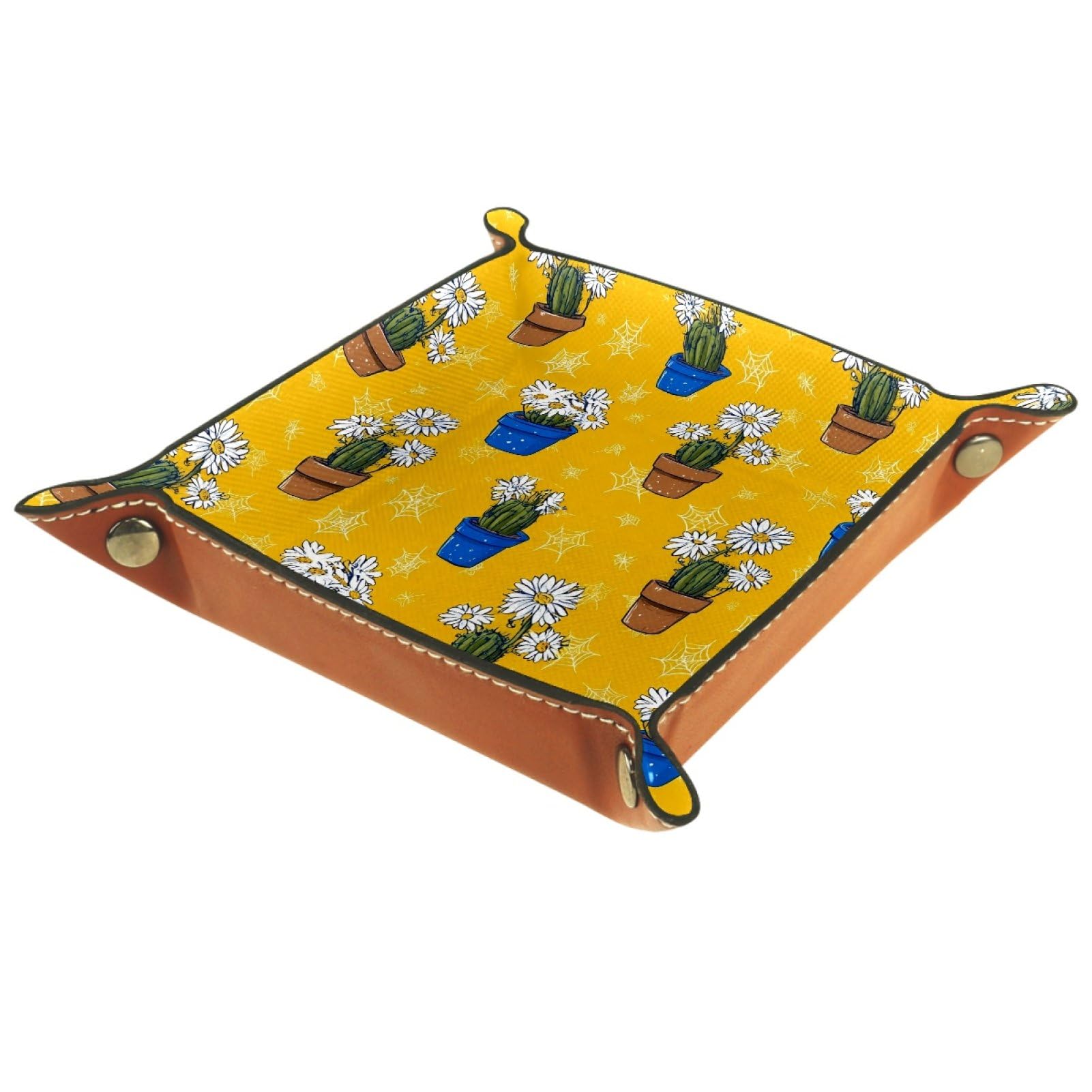 VAPOKF Cactus Daisy Dice Tray, Folding Microfiber Leather Dice Holder for Dungeons and Dragons RPG Dice Gaming D&D and Other Table Games